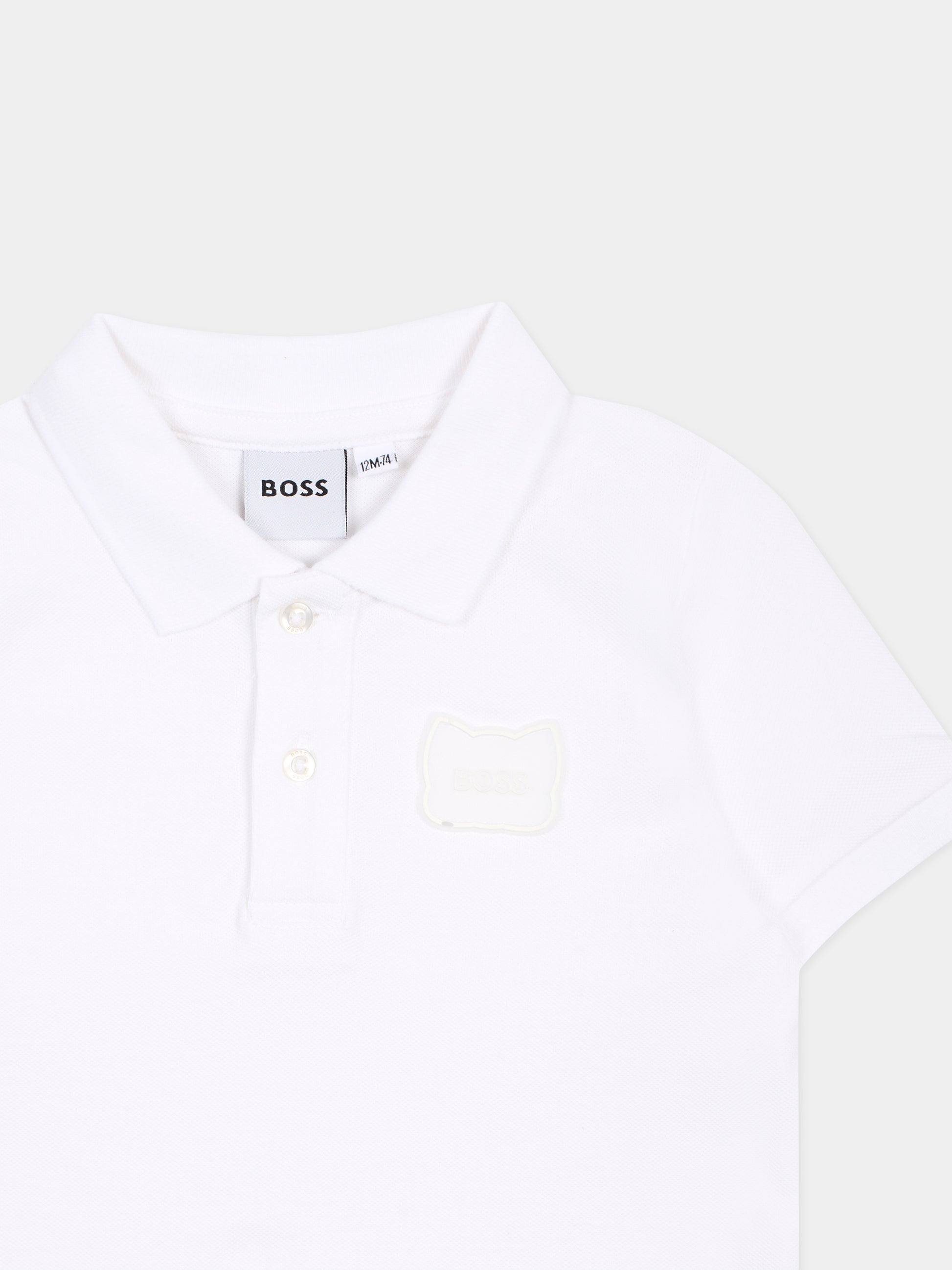 Polo bianca per neonato con logo,Boss,J53037 10P