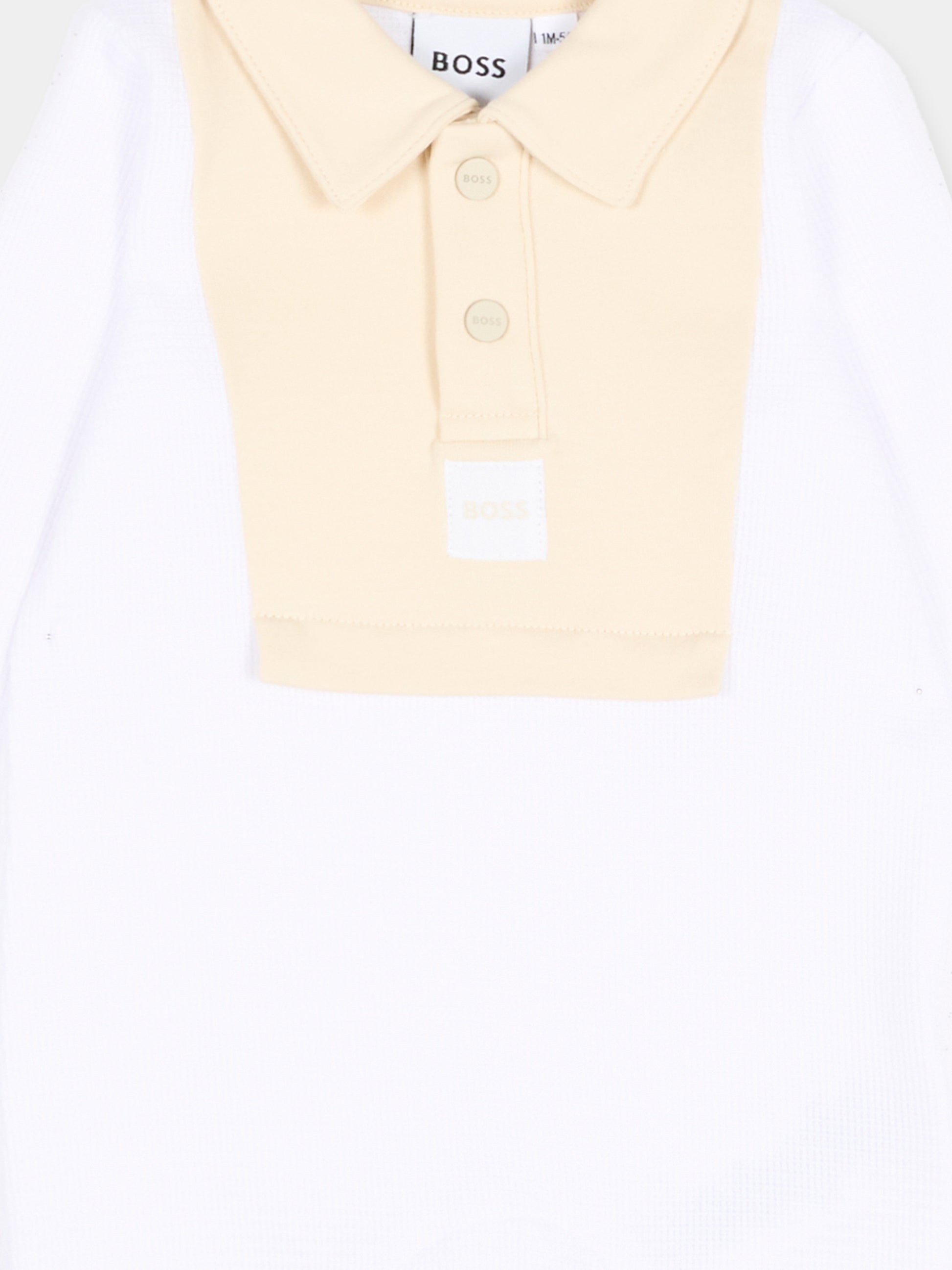 Tutina bianca per neonato con colletto polo,Boss,J53040 10P