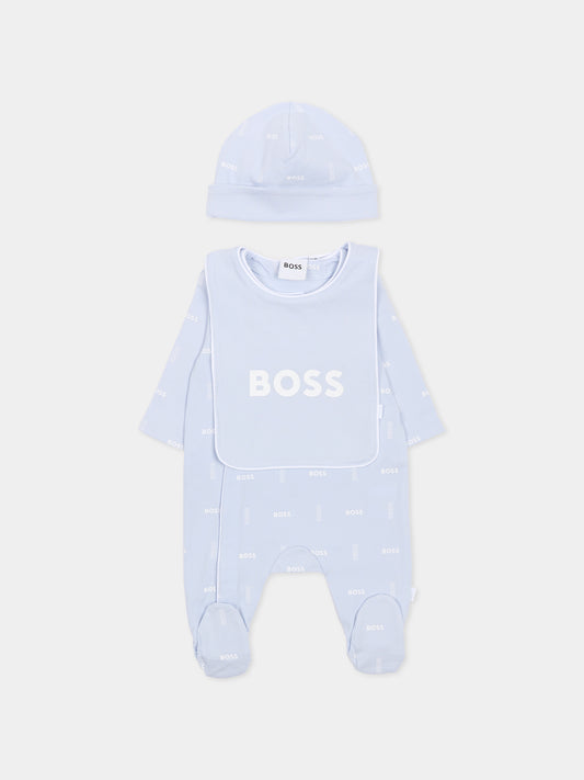 Set tutine celeste per neonato con logo,Boss,J53045 771