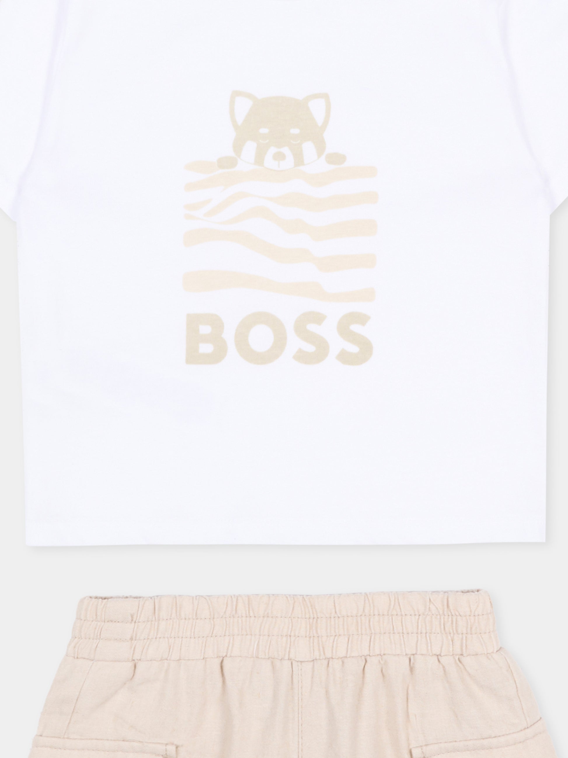 Completo sportivo beige per neonato con logo,Boss,J53050 21K