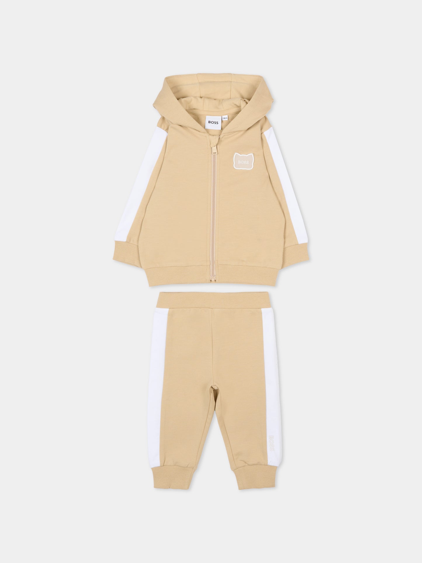 Completo beige per neonato con logo e panda,Boss,J53051 249