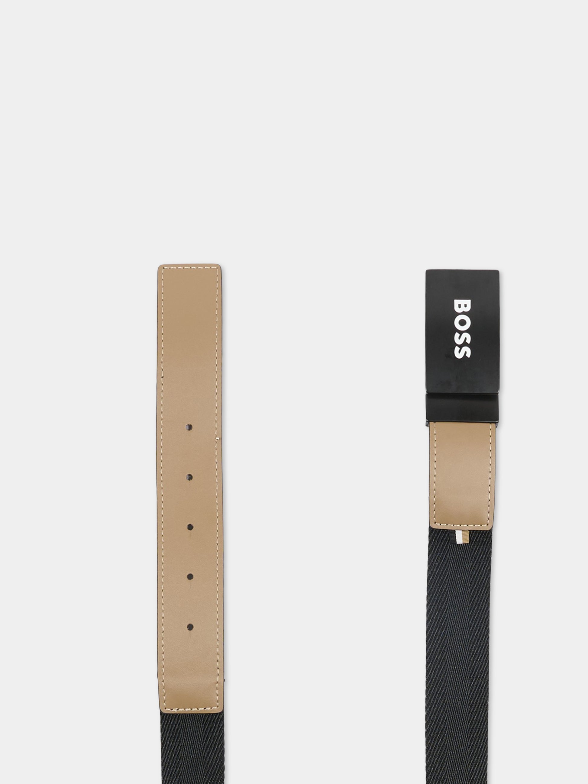 Cintura reversibile nera per bambino bianco,Boss,J53128 09B