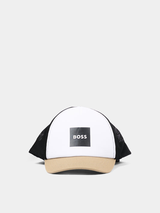 Cappello beige per neonato con logo,Boss,J53144 295