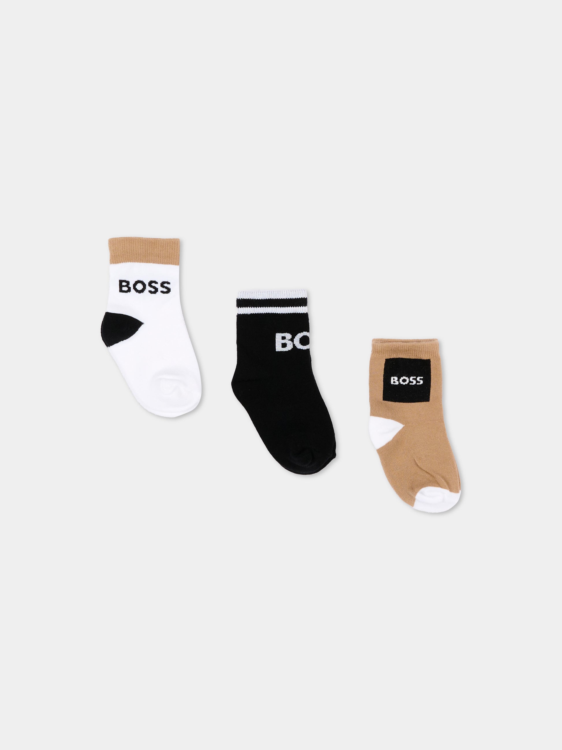 Calzini multicolor per neonato con logo,Boss,J53146 09B
