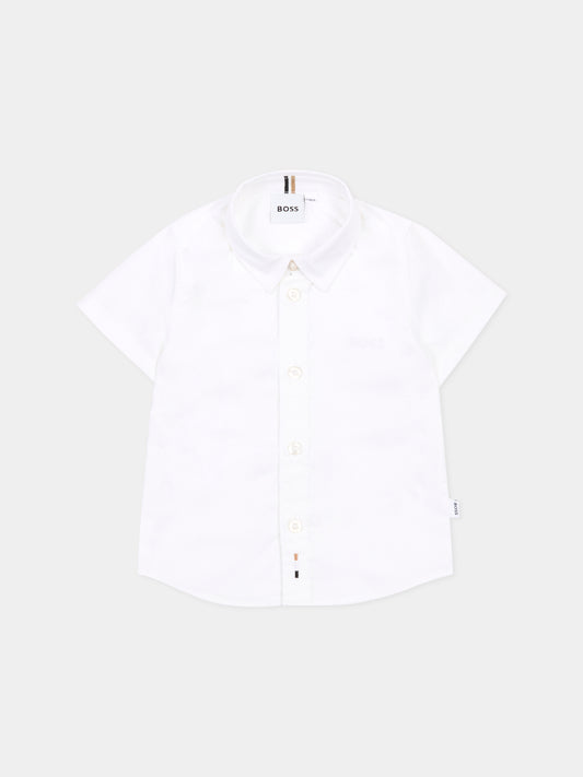 Camicia bianca per neonato con logo ricamato,Boss,J53161 10P
