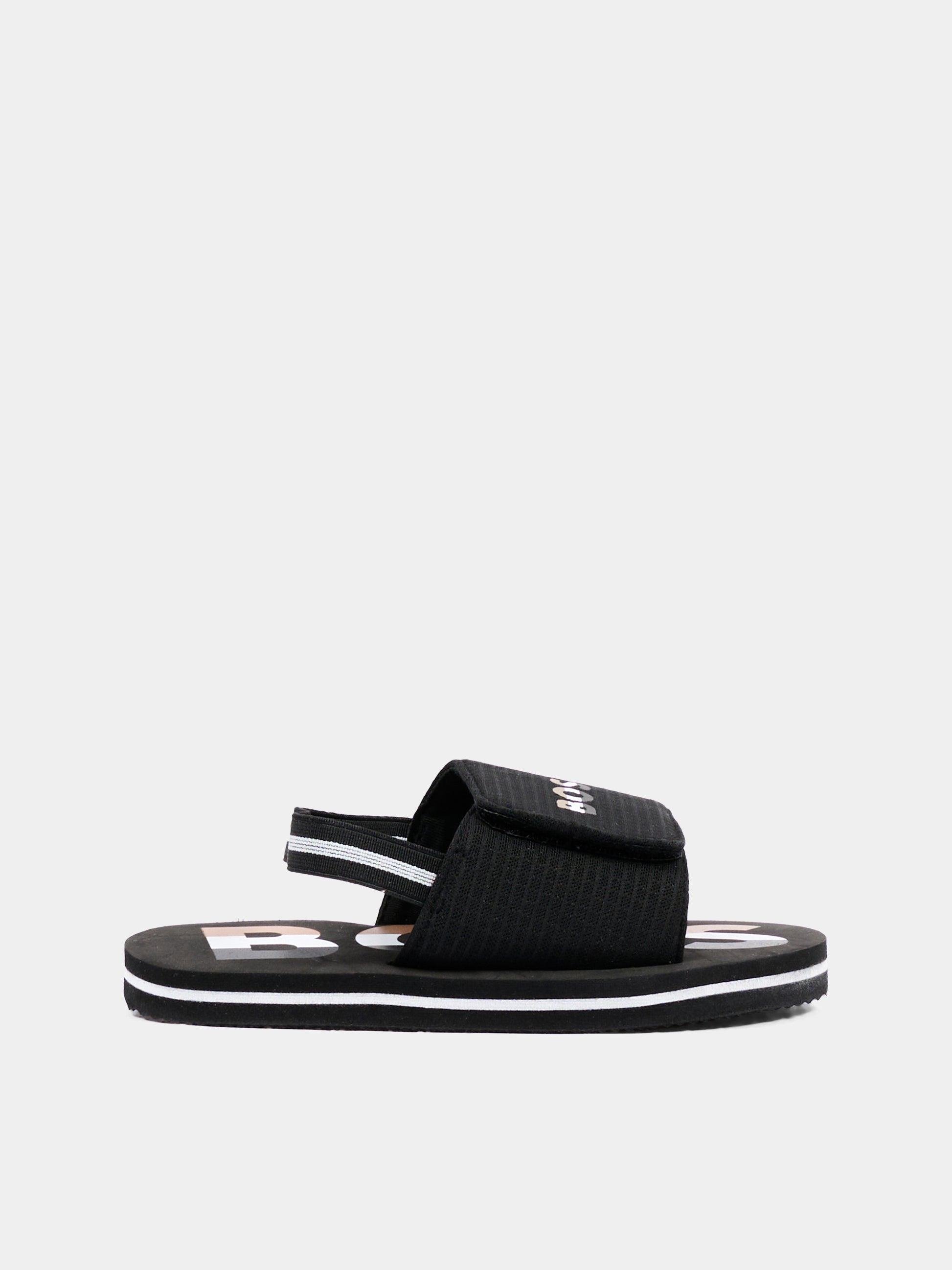 Sandali neri per bambino con logo,Boss,J53242 09B