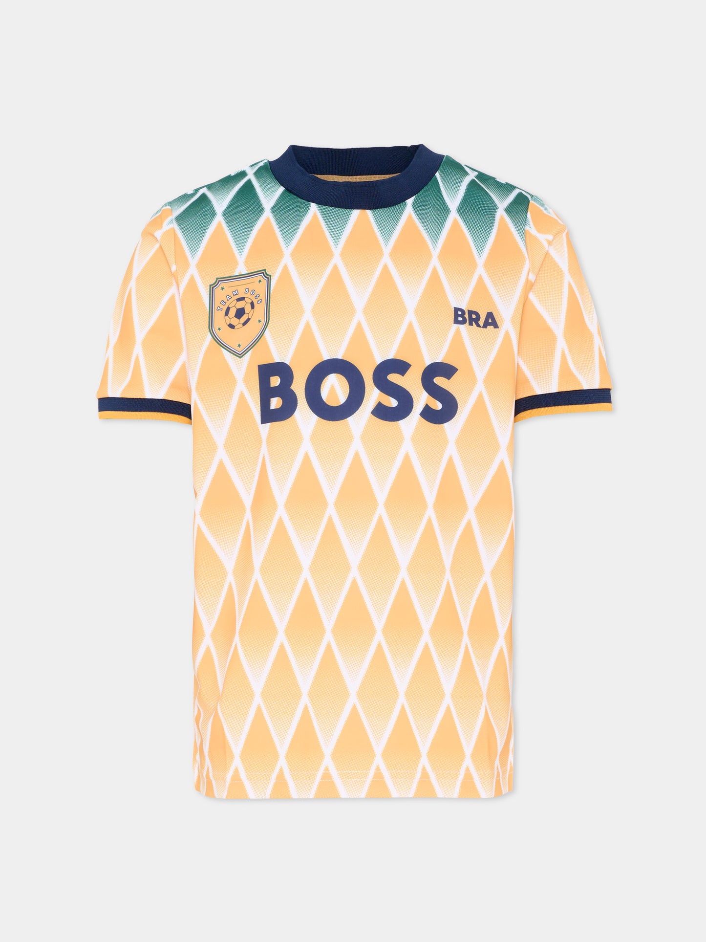 T-Shirt gialla per bambino con rombi,Boss,J53254 T56