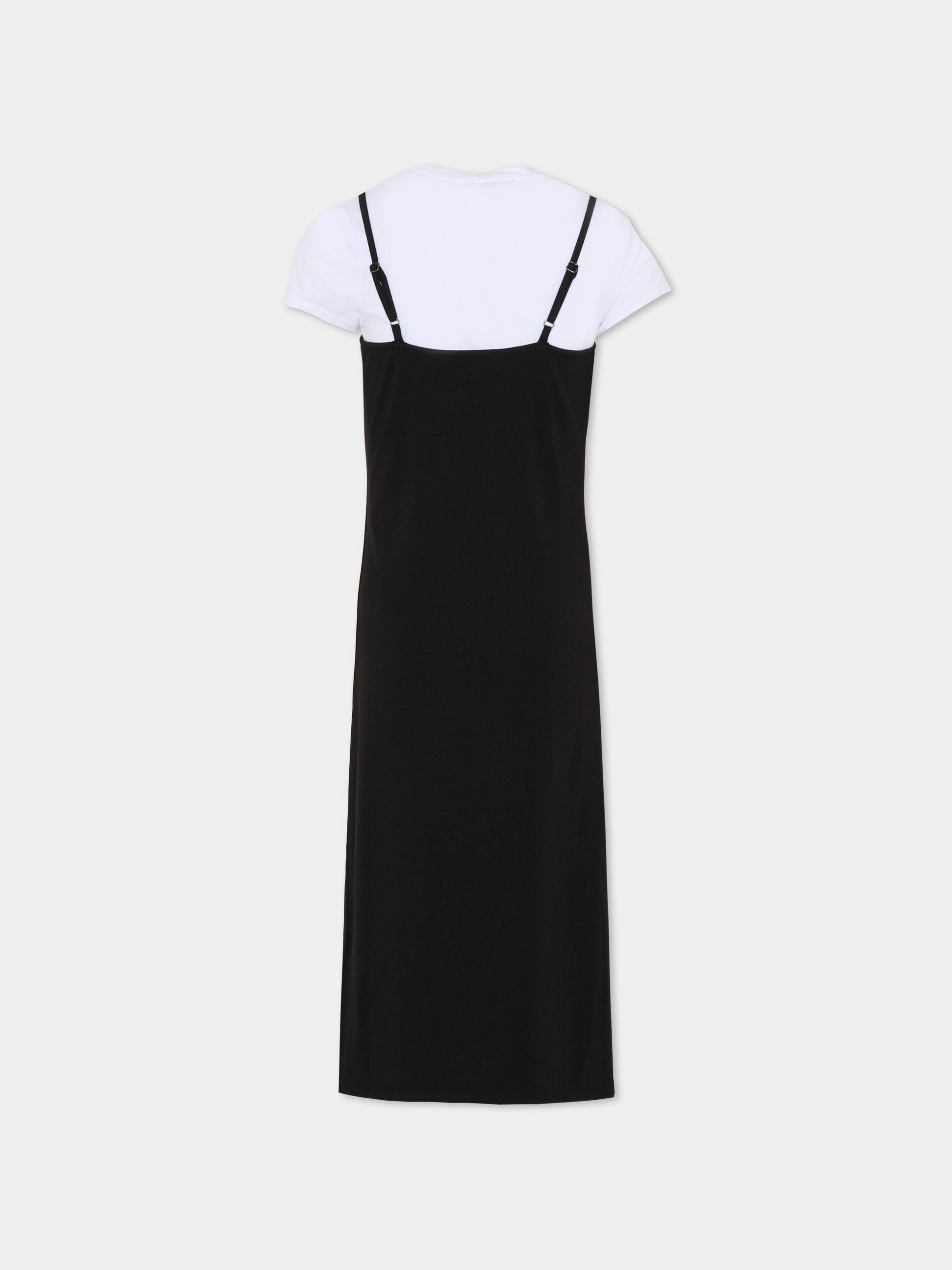 Vestito nero per bambina con logo nero,Dkny,D62599 09B