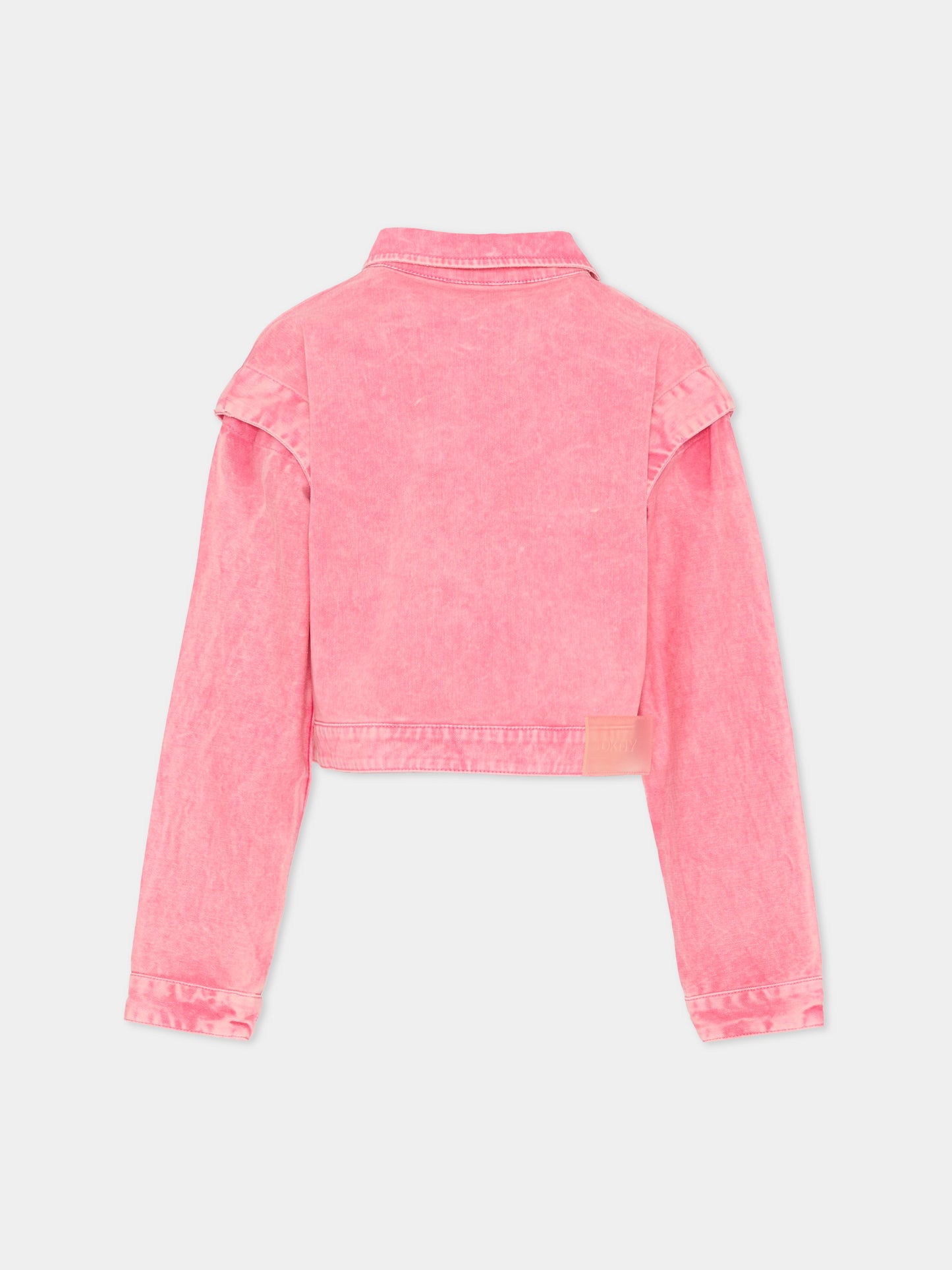 Giubbotto di jeans rosa per bambina con logo,Dkny,D62687 48K