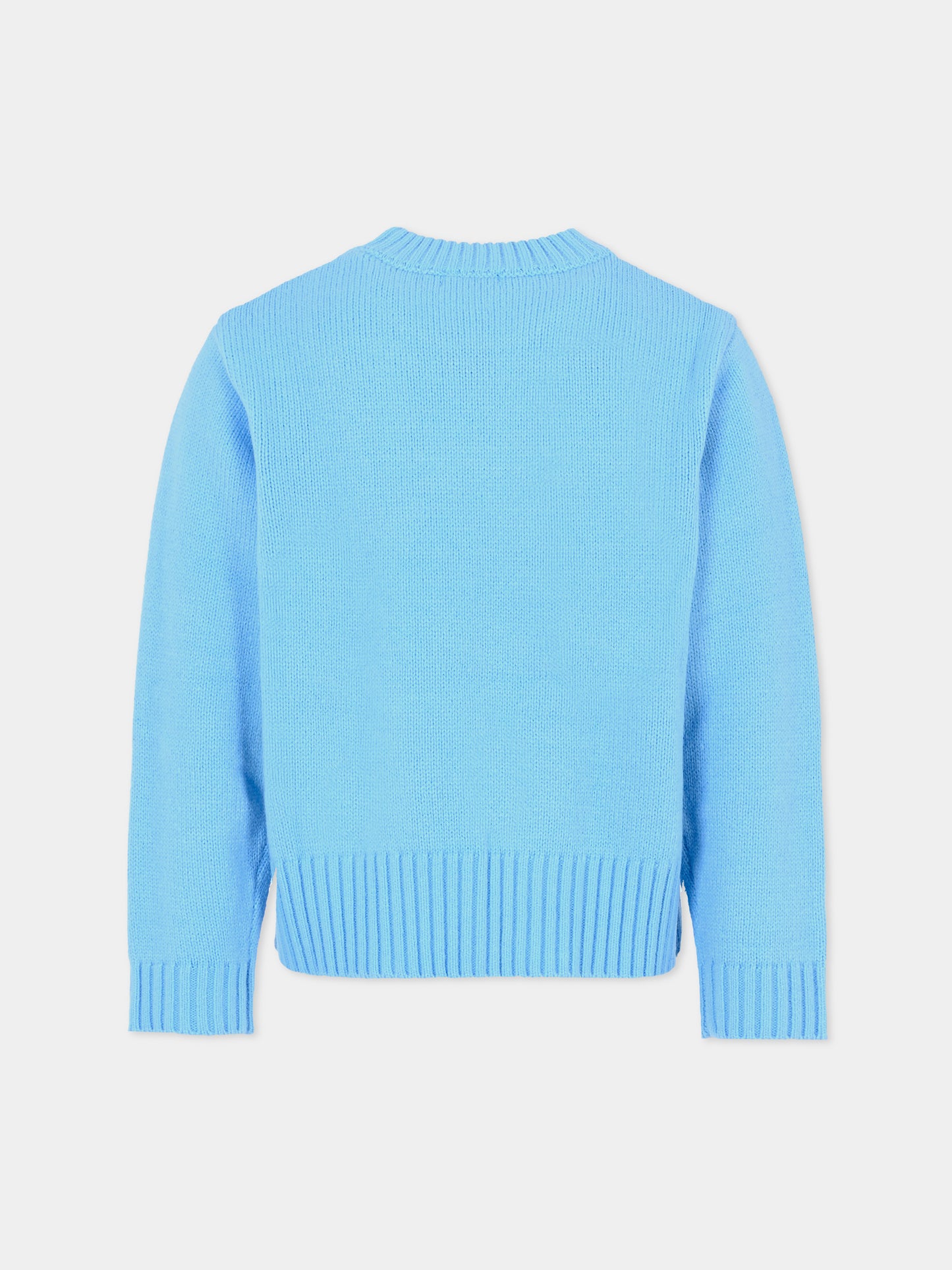 Maglione azzurro per bambina con ricamo e pietre,Billieblush,U20462 80R