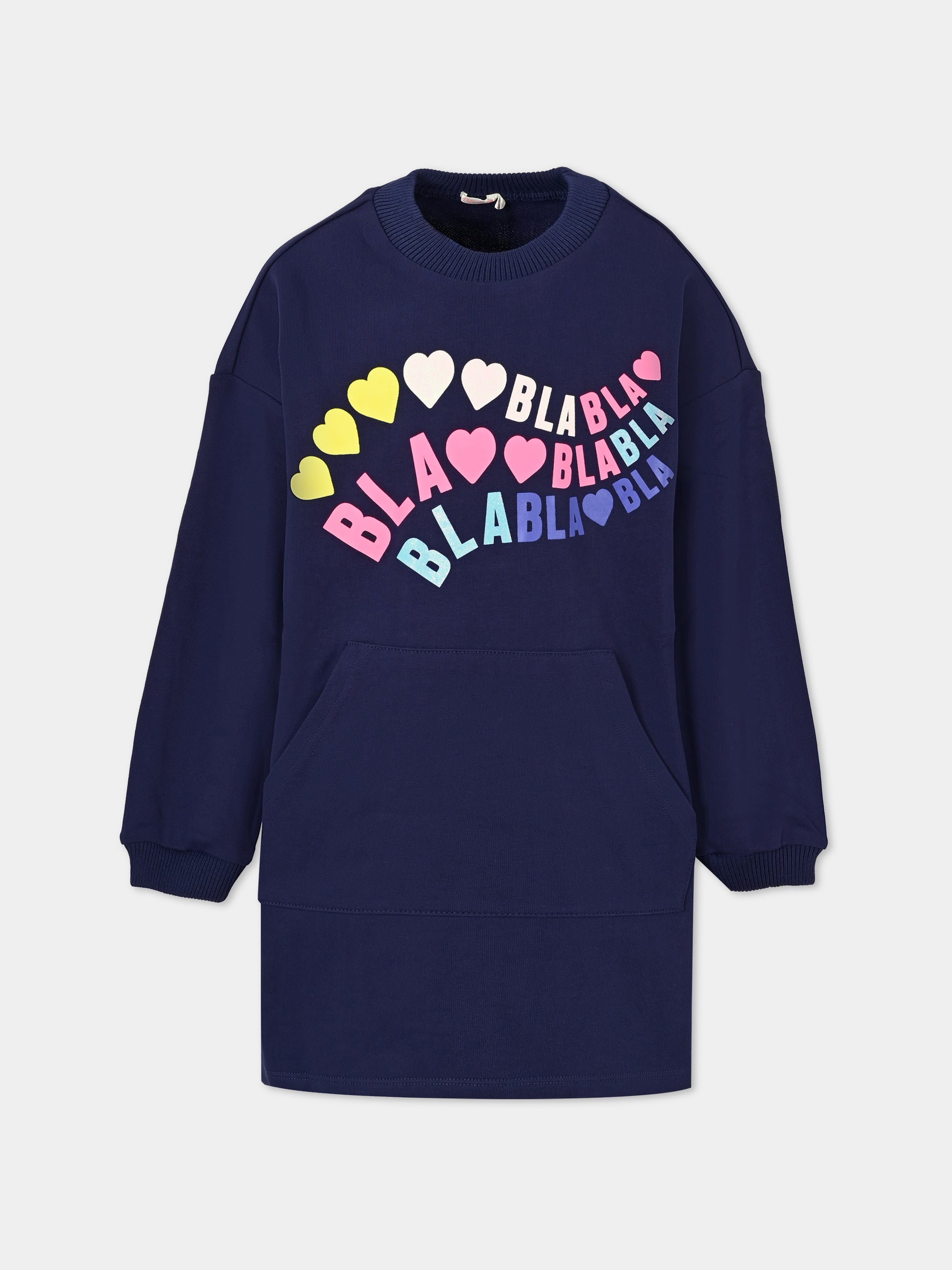 Vestito blu per bambina con cuori,Billieblush,U20509 85T