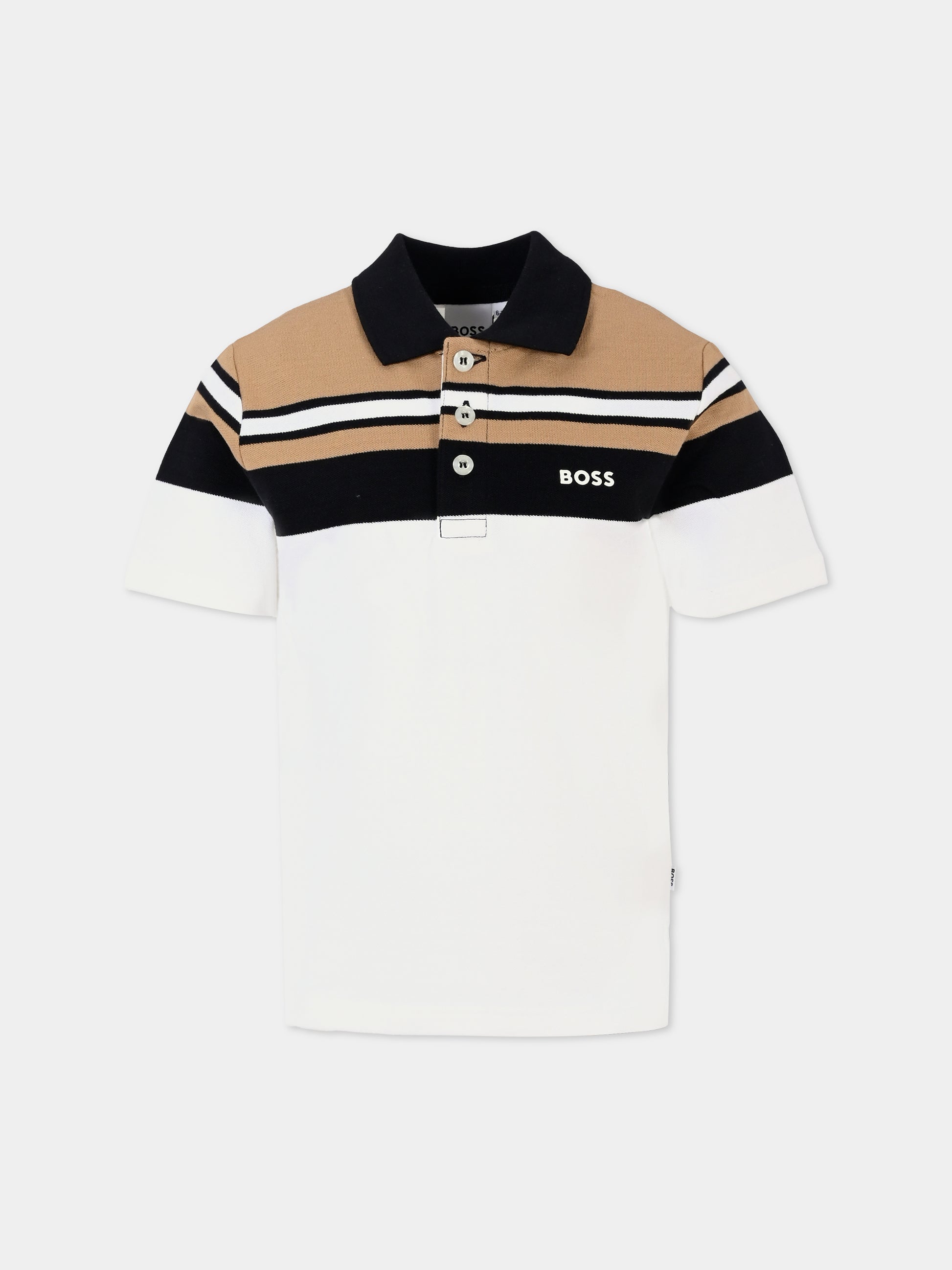 Polo bianca per bambino con logo,Boss,J51173 10P