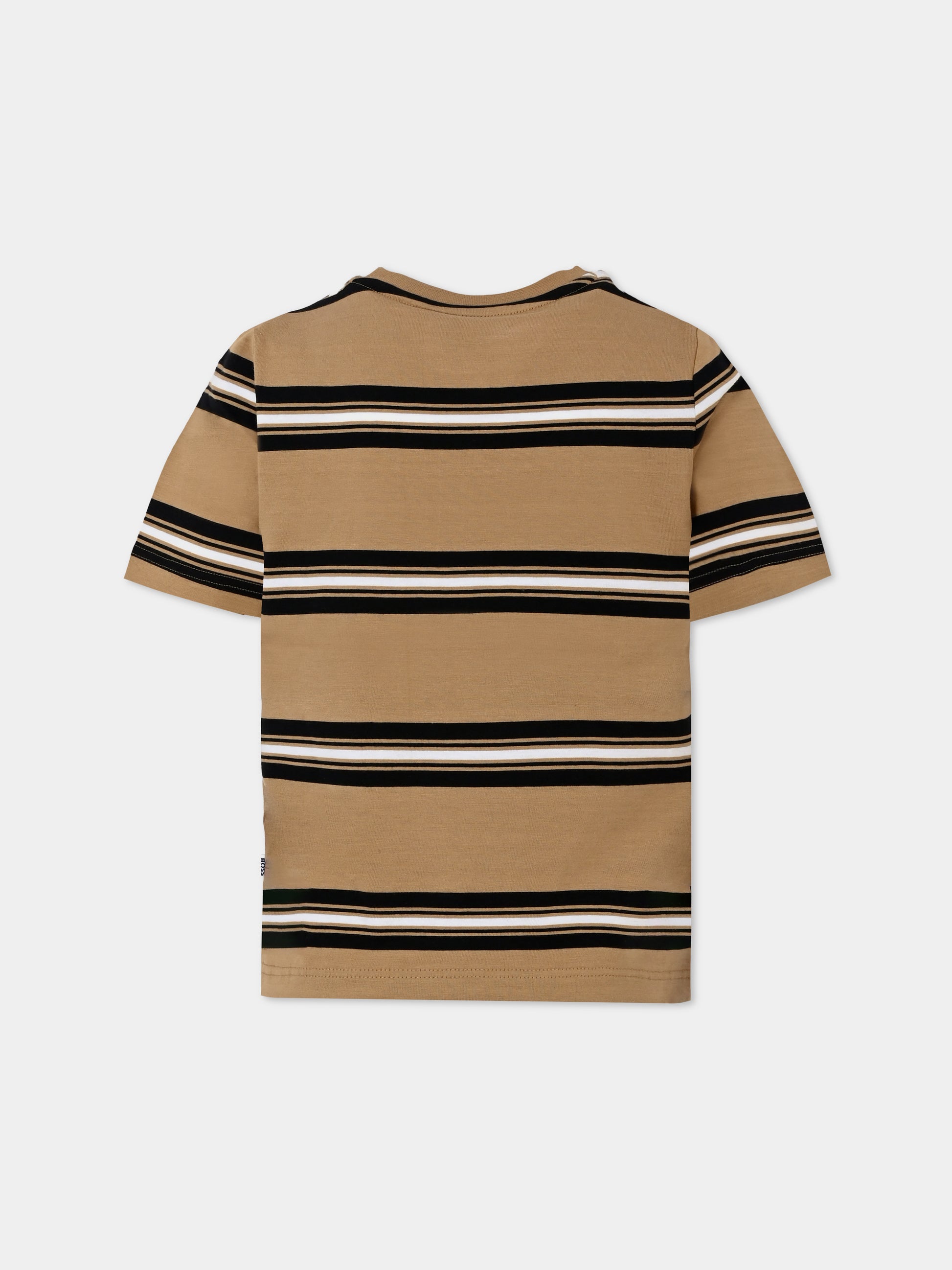 T-shirt beige per bambino con logo,Boss,J51207 269