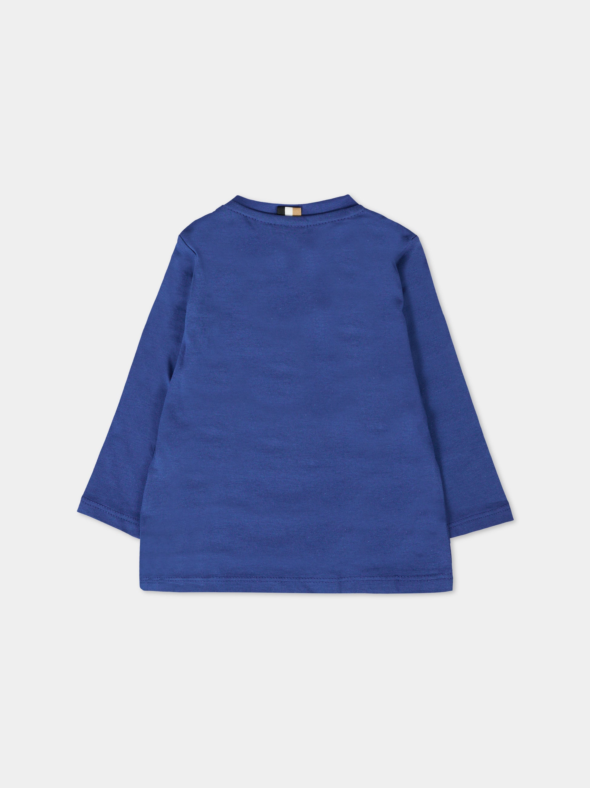 T-shirt blu per neonato con logo,Boss,J51293 86P