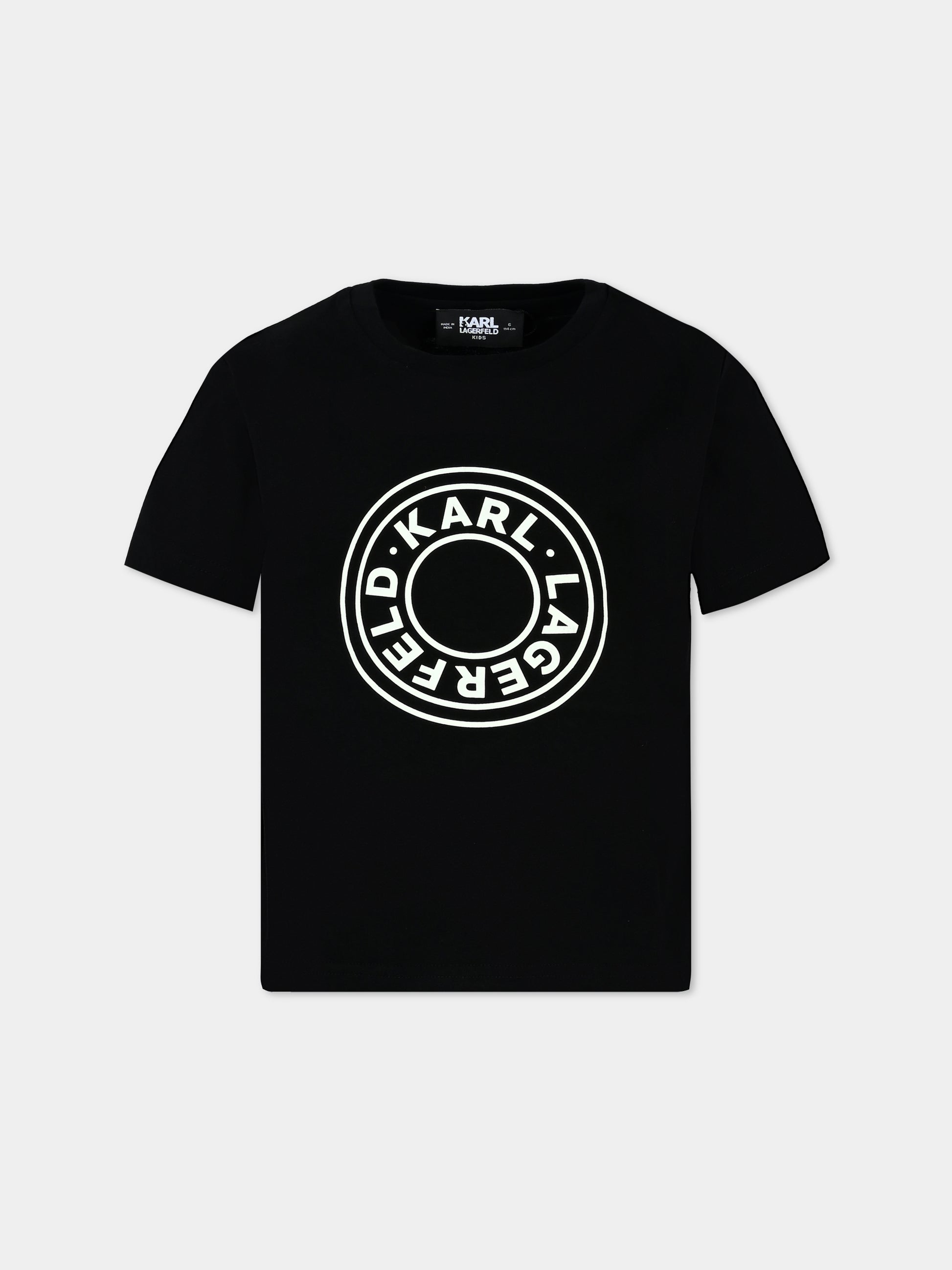 T-shirt nera per bambini con logo,Karl Lagerfeld Kids,Z30235 09B