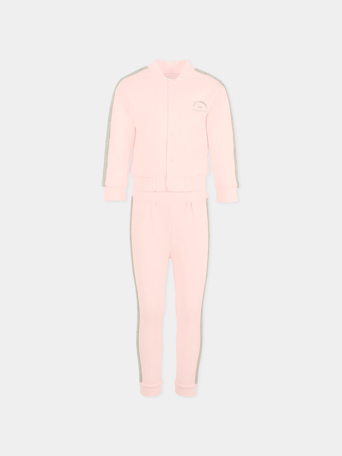 Completo rosa per bambina con stampa Choupette,Karl Lagerfeld Kids,Z30288 475