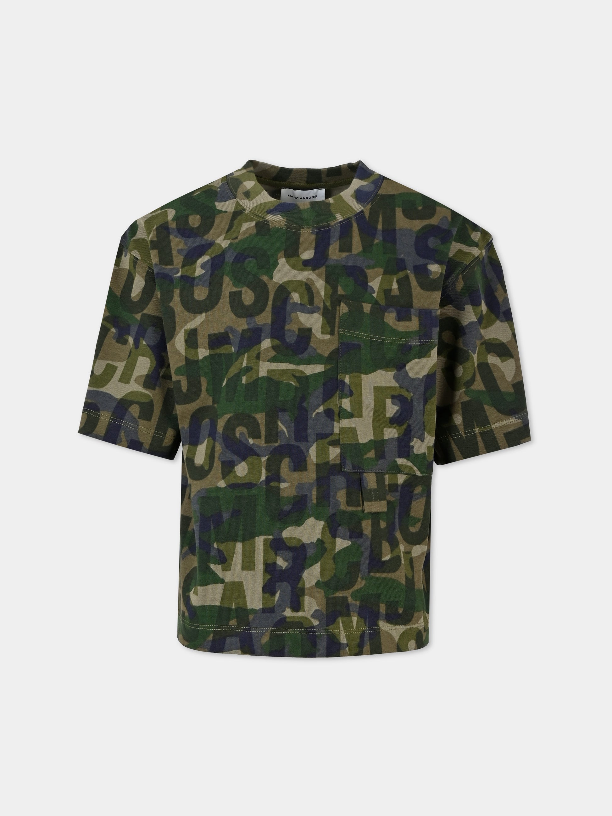 T-shirt multicolor per bambino con logo camouflage,Marc Jacobs,W60286 66K
