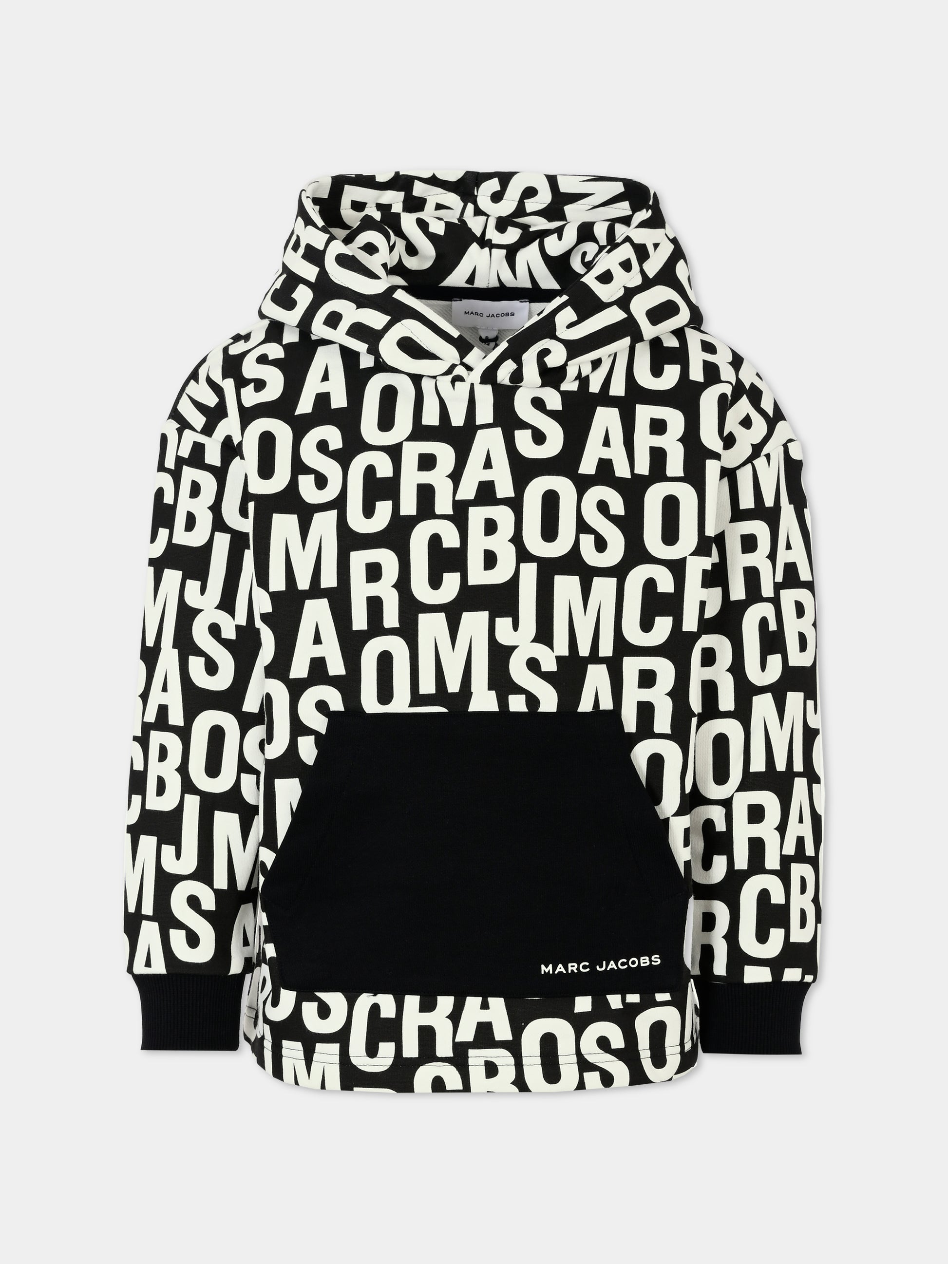 Felpa nera per bambino con logo all over,Marc Jacobs,W60340 09B