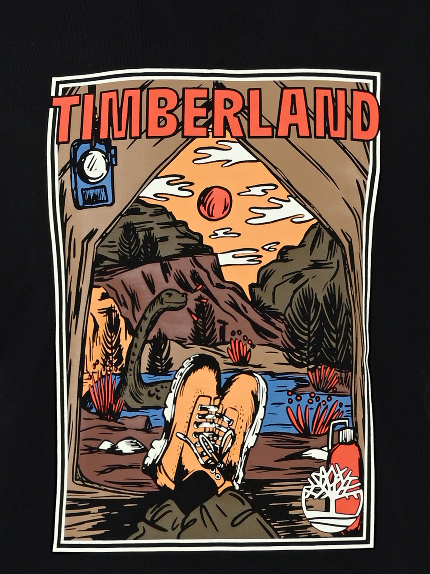 T-shirt nera per bambino con stampa paesaggio,Timberland,T60297 09B