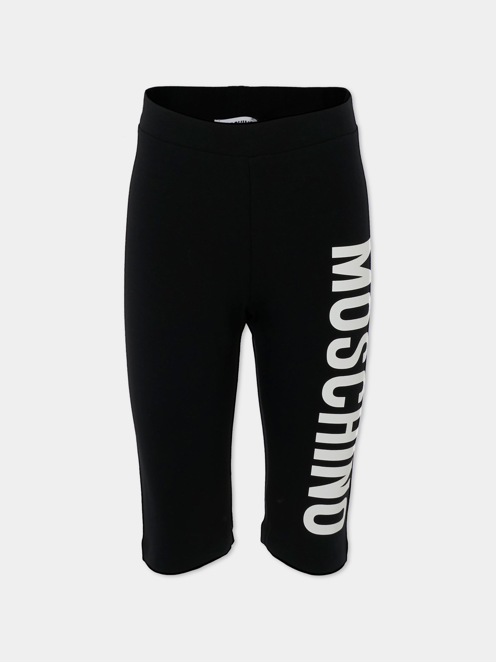 Shorts neri per bambina con logo,Moschino Kids,HDQ01T LBA00 60100