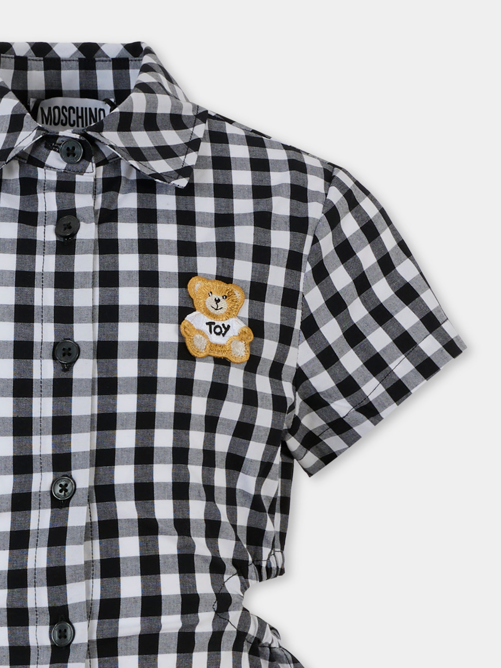 Vestito nero per bambina con Teddy Bear,Moschino Kids,HDV0G0 LME04 80359