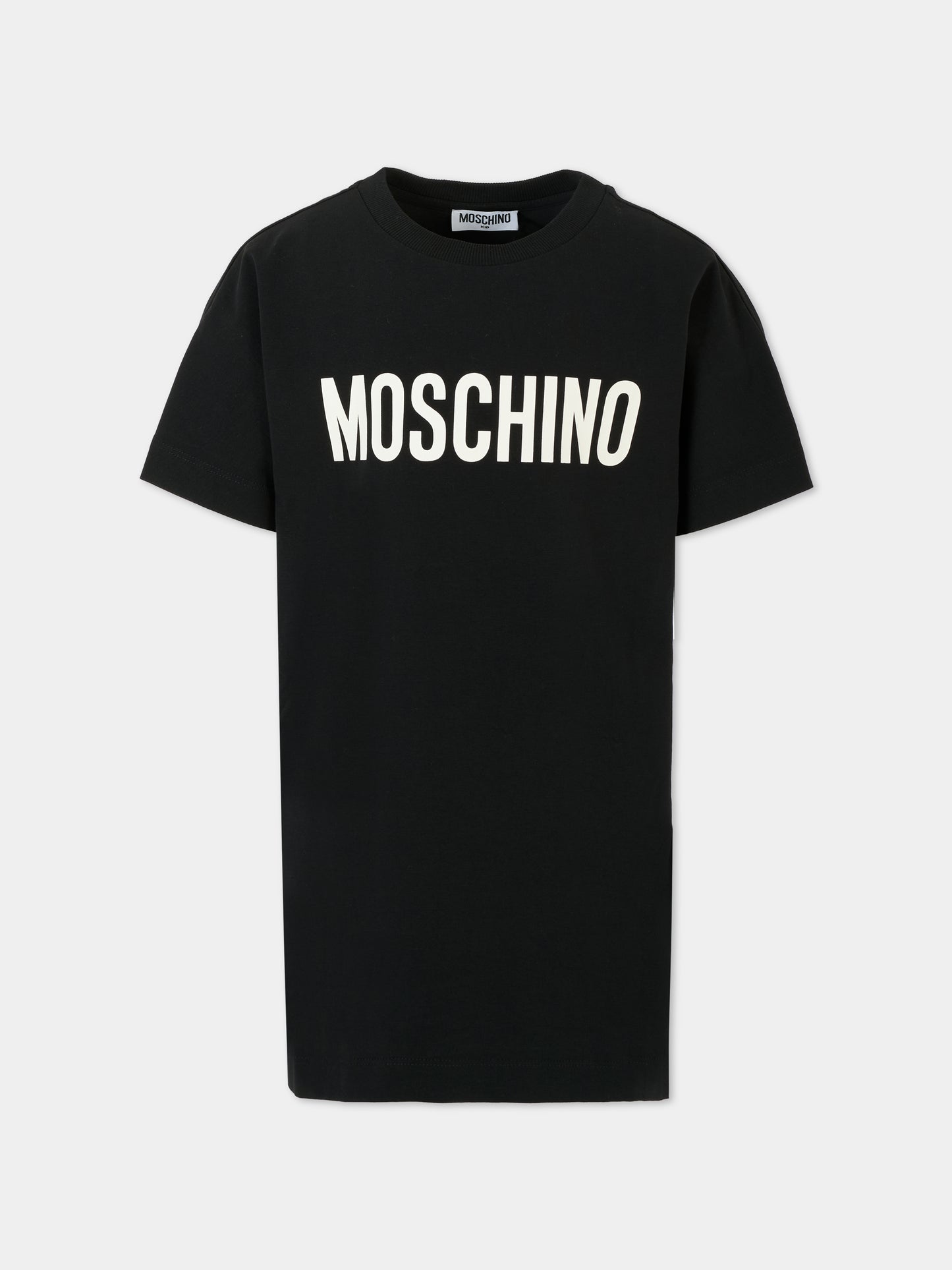 Vestito nero per bambina con logo,Moschino Kids,HDV0GN LBA10 60100