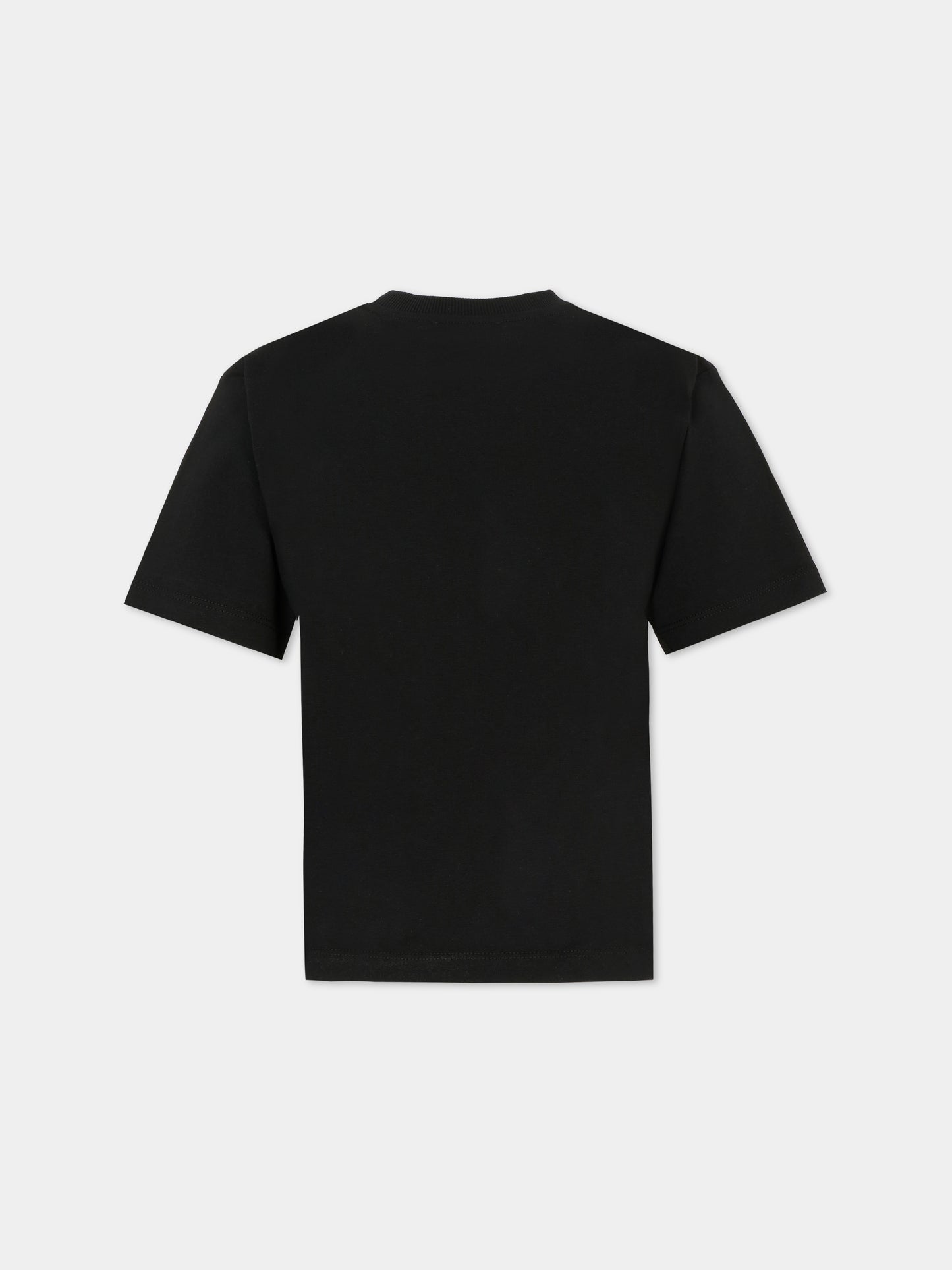 T-shirt nera per bambini con stampa uova,Moschino Kids,HRM050 LAA02 60100