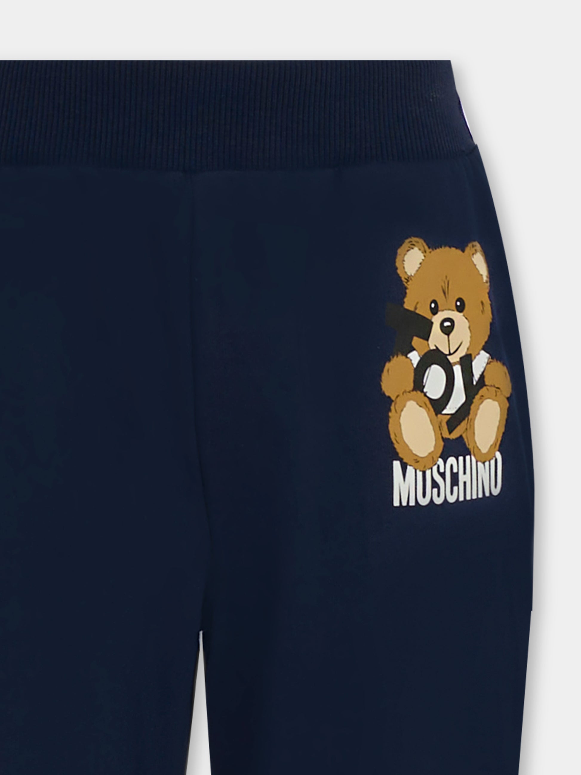 Pantaloni blu per bambini con Teddy Bear,Moschino Kids,HUP08F LCA19 40016