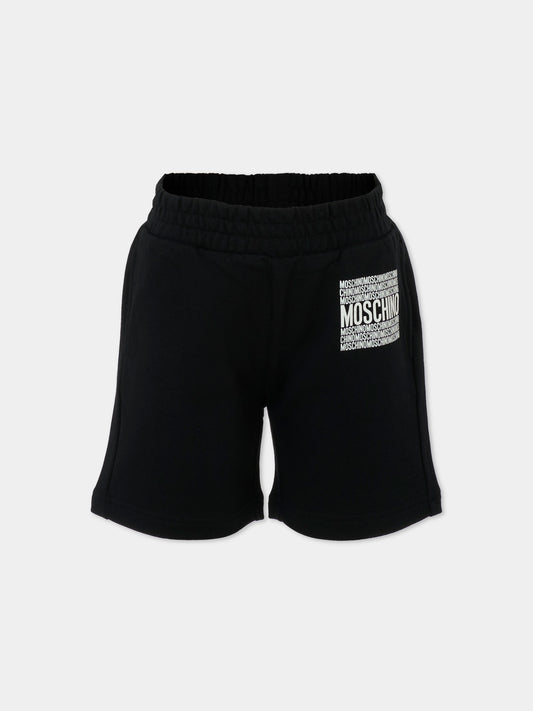 Shorts neri per bambini con logo,Moschino Kids,HUQ028 LCA74 60100