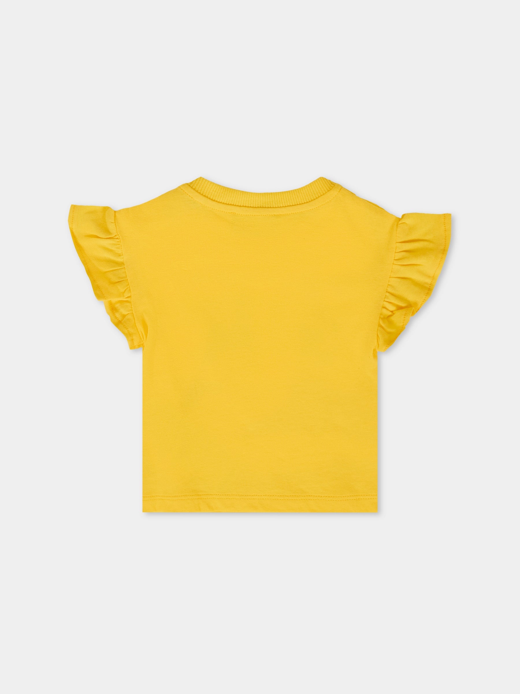 T-shirt gialla per neonata con tre Teddy Bears,Moschino Kids,MDM03I LAA03 50577