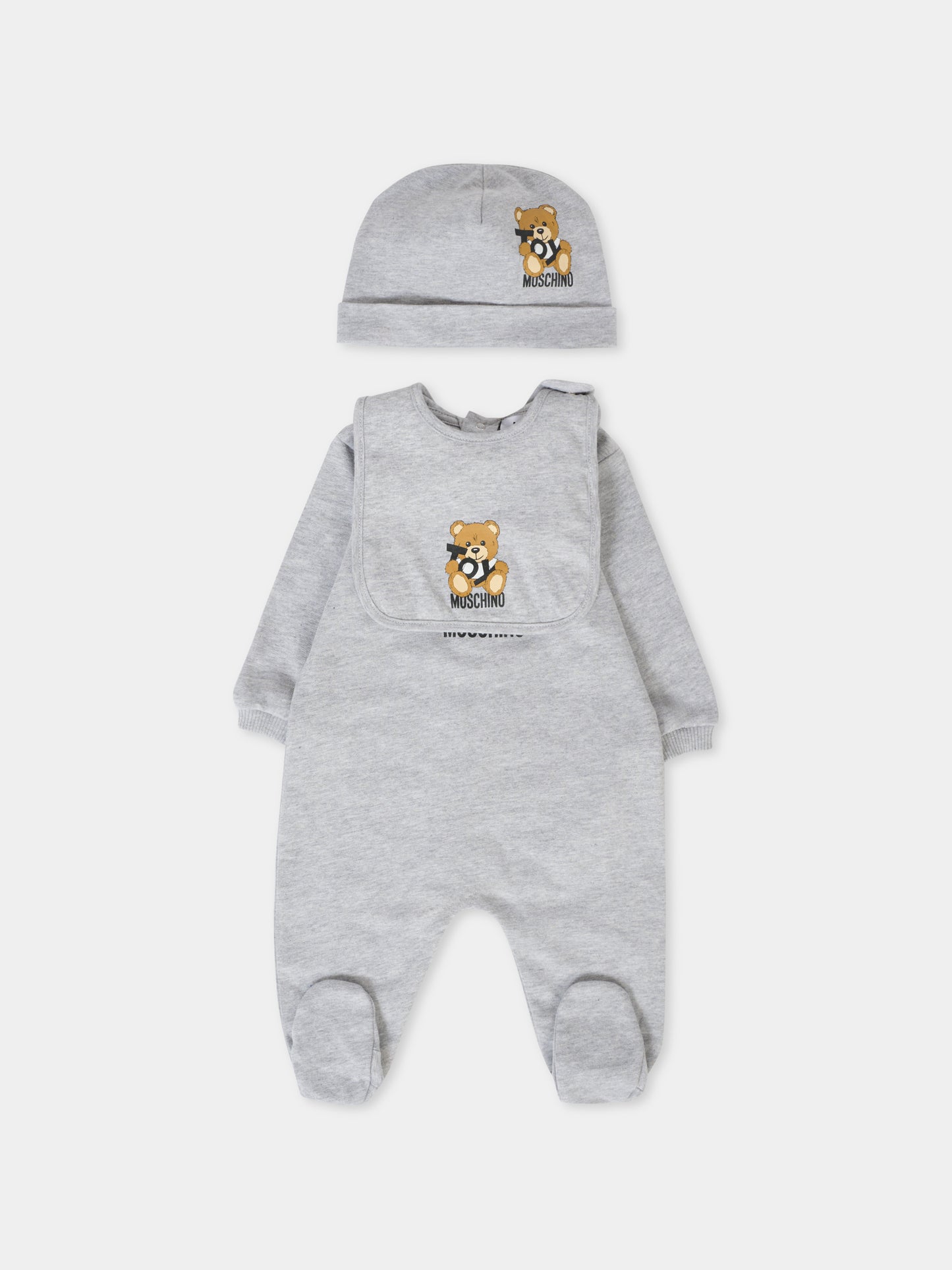 Set grigio per neonato con Teddy Bear,Moschino Kids,MNY04G LCA19 60926