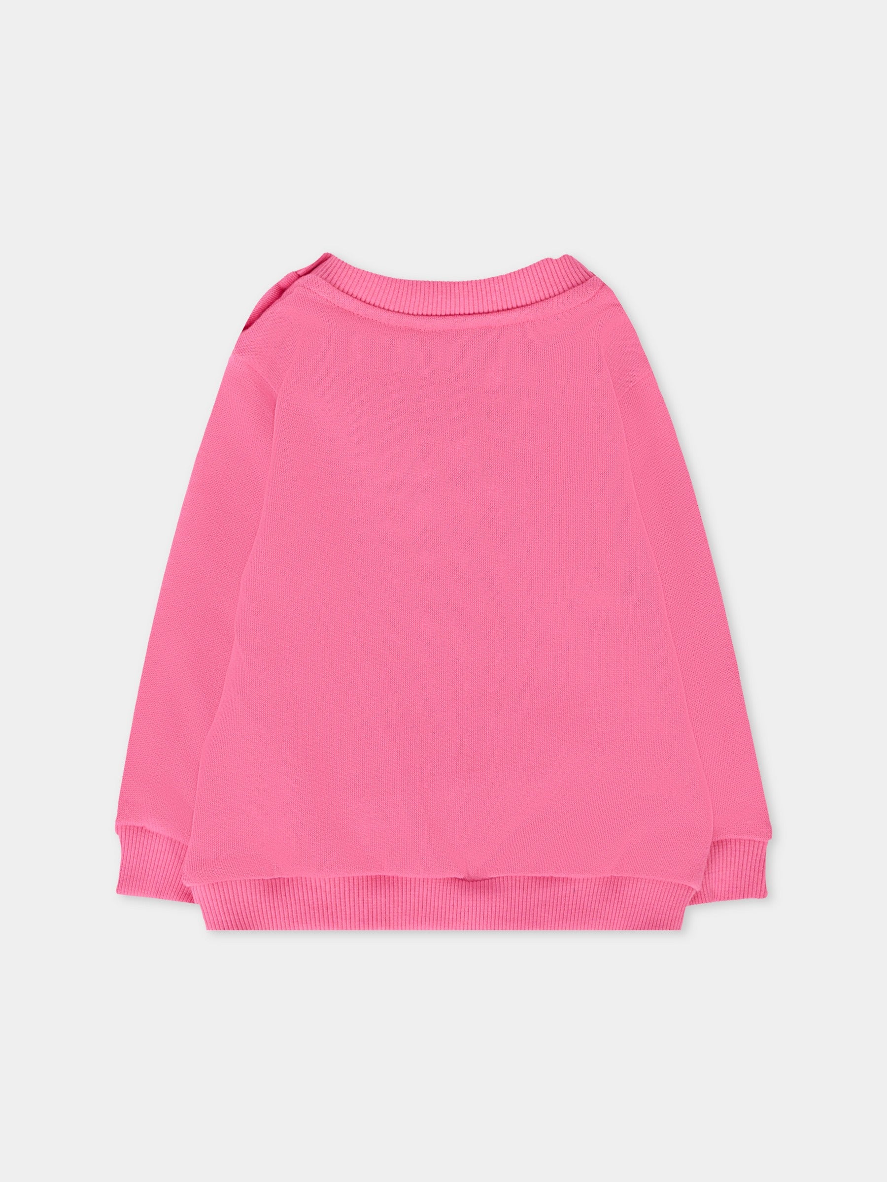 Felpa fucsia per neonata con logo,Moschino Kids,MUF05U LCA74 50533