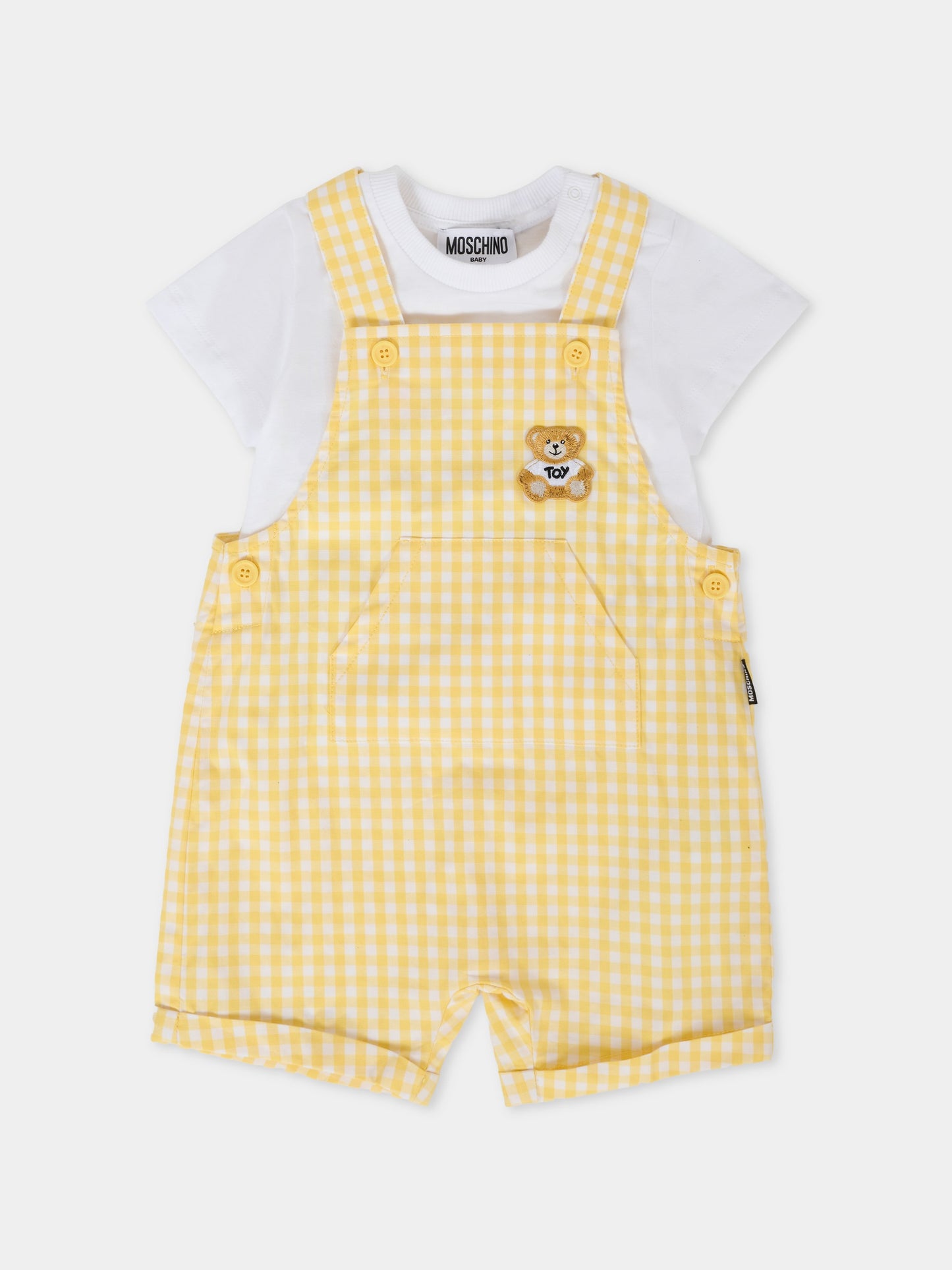 Salopette gialla per neonato con Teddy Bear,Moschino Kids,MUG01D LME05 85025