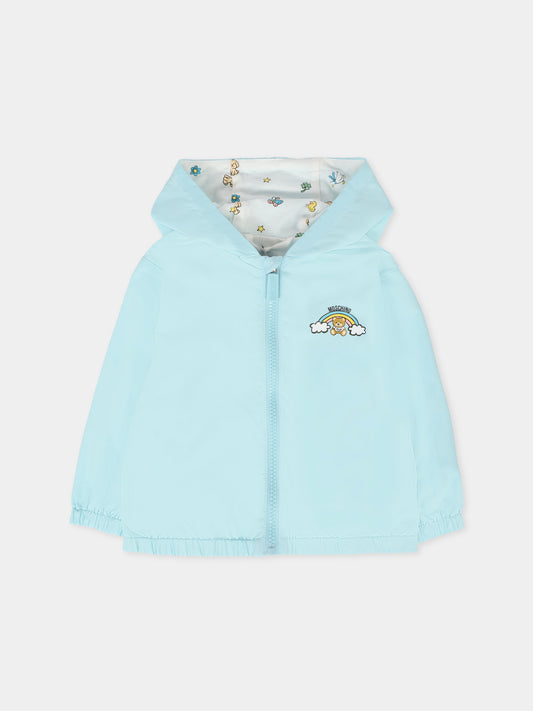 Giacca a vento celeste per neonato con Teddy Bear,Moschino Kids,MUS02V L3A39 40304