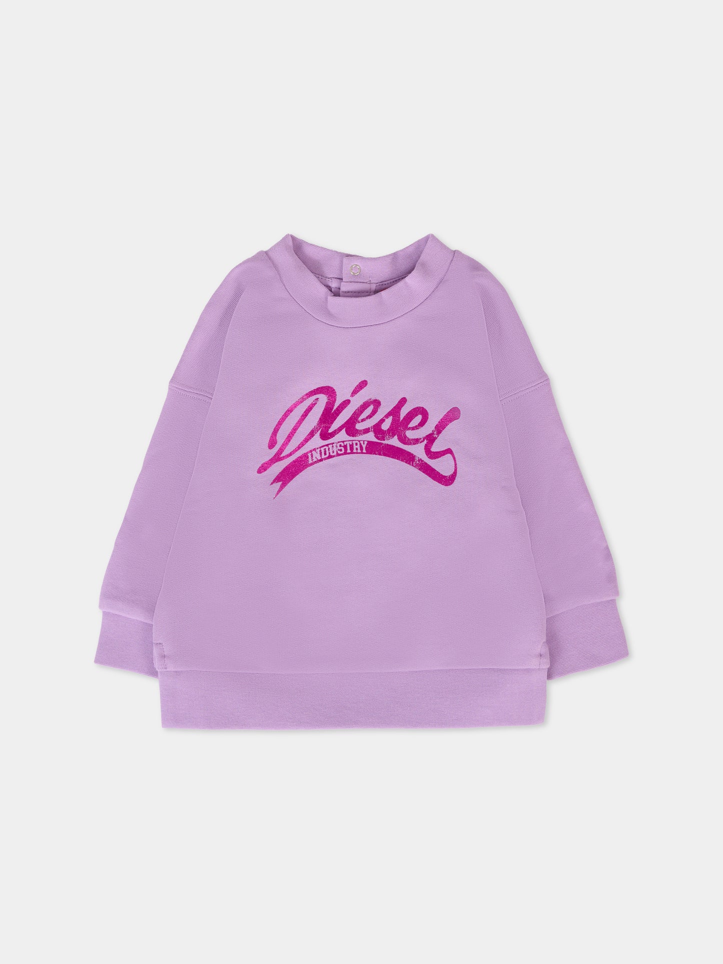 Felpa lilla per neonata con logo,Diesel,K00634 KYAX3 K64A