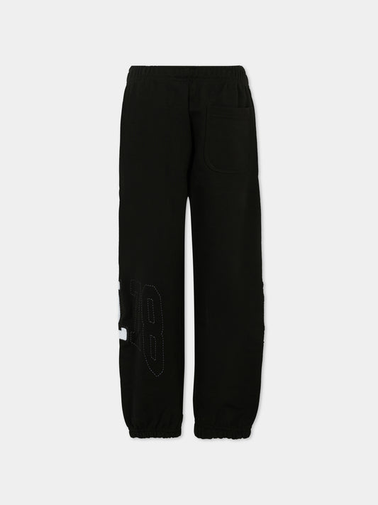 Pantaloni neri per bambino con logo ricamato,Diesel,J02227 KYAZM K900