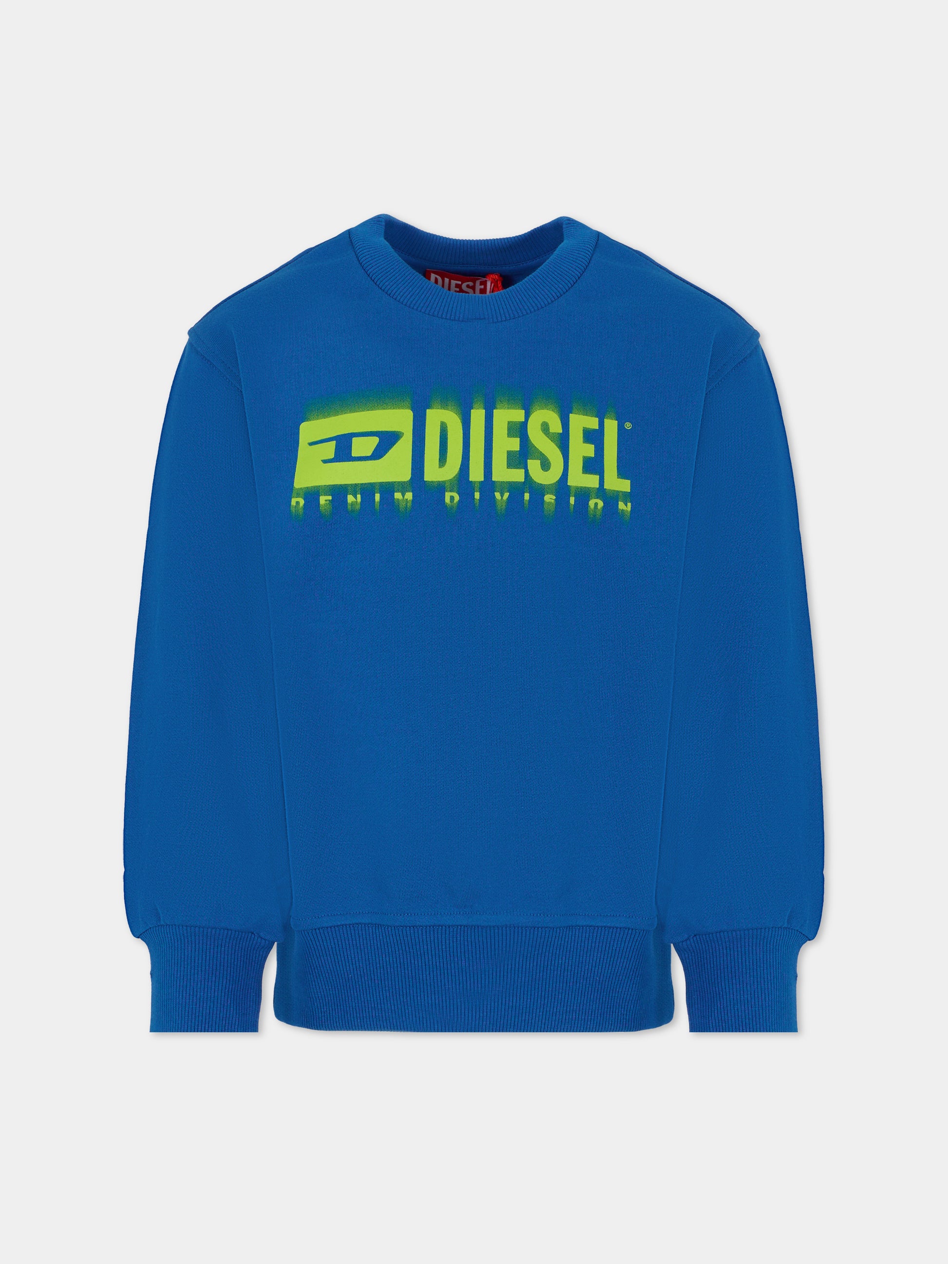 Felpa azzurra per bambino con logo,Diesel,J02040 KYAVF K823