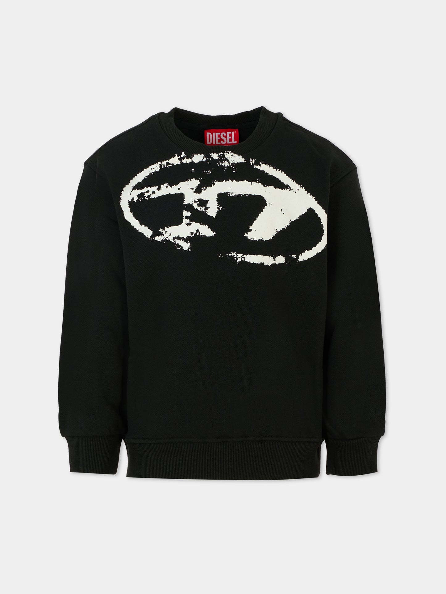 Felpa nera per bambino con logo,Diesel,J02213 KYAQK K900