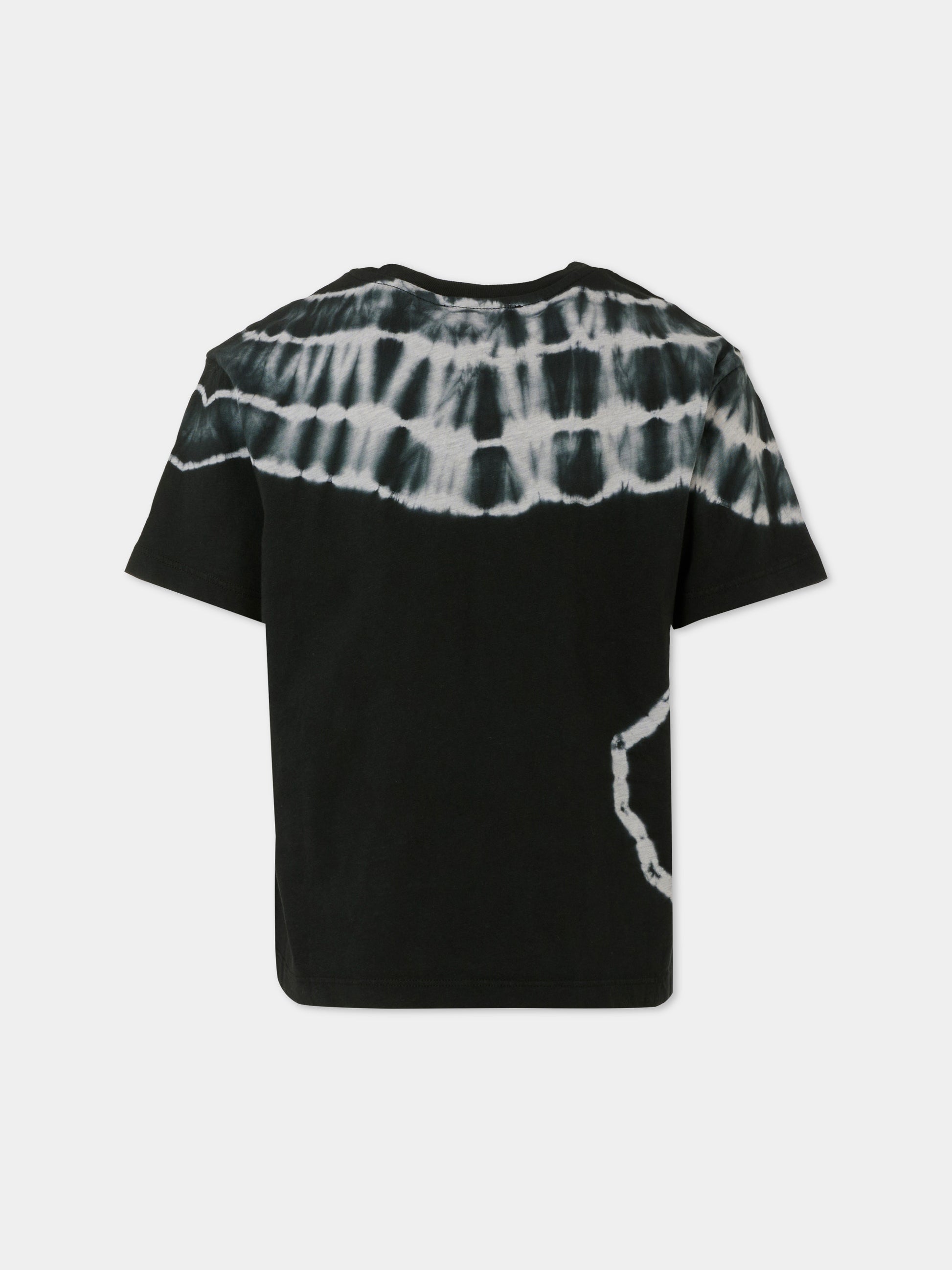 T-shirt nera per bambino con stampa tie dye,Msgm Kids,S5MSJBTH183 107