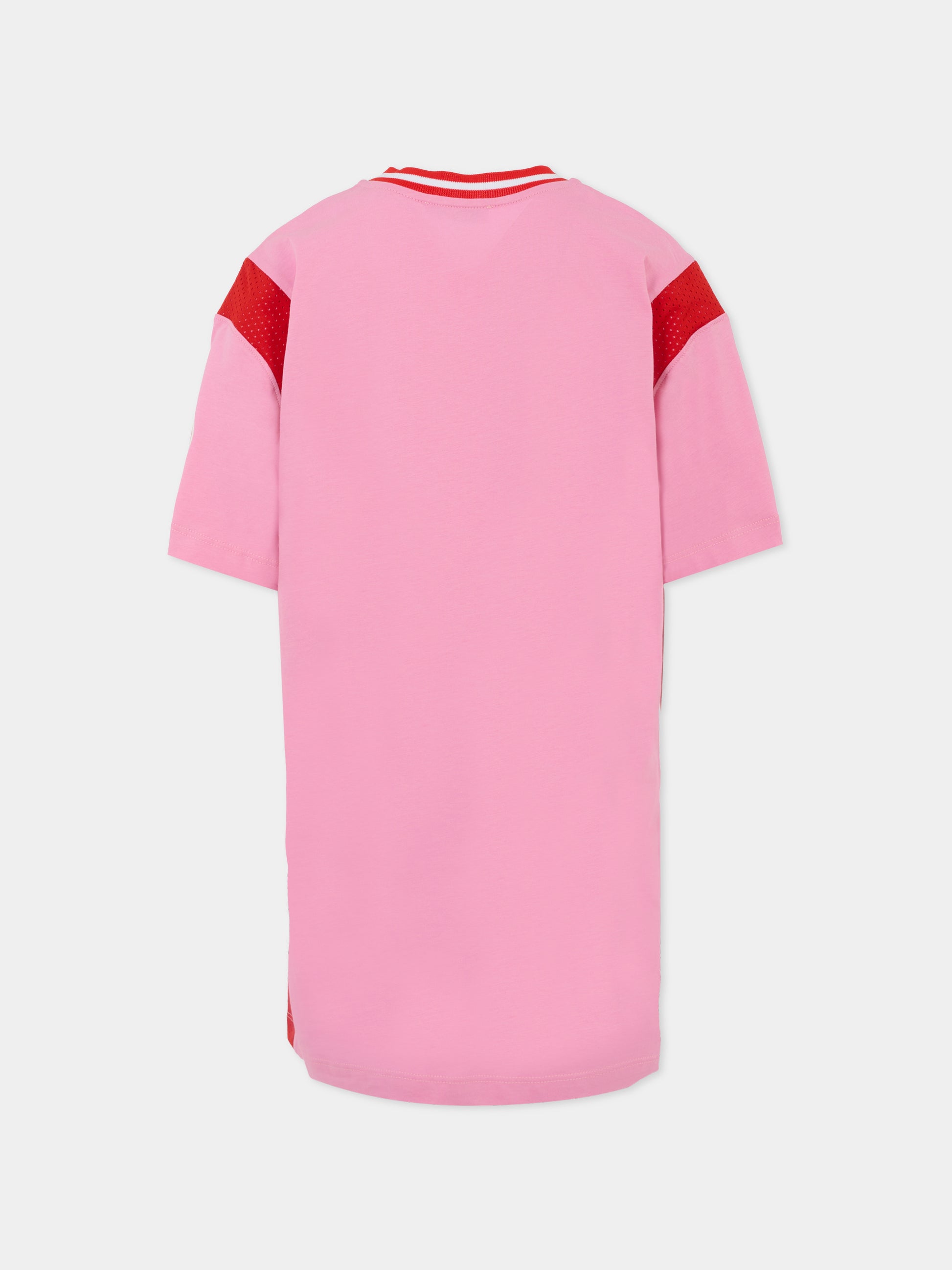 Vestito rosa per bambina con logo e strass,Msgm Kids,S5MSJGDR263 MS003