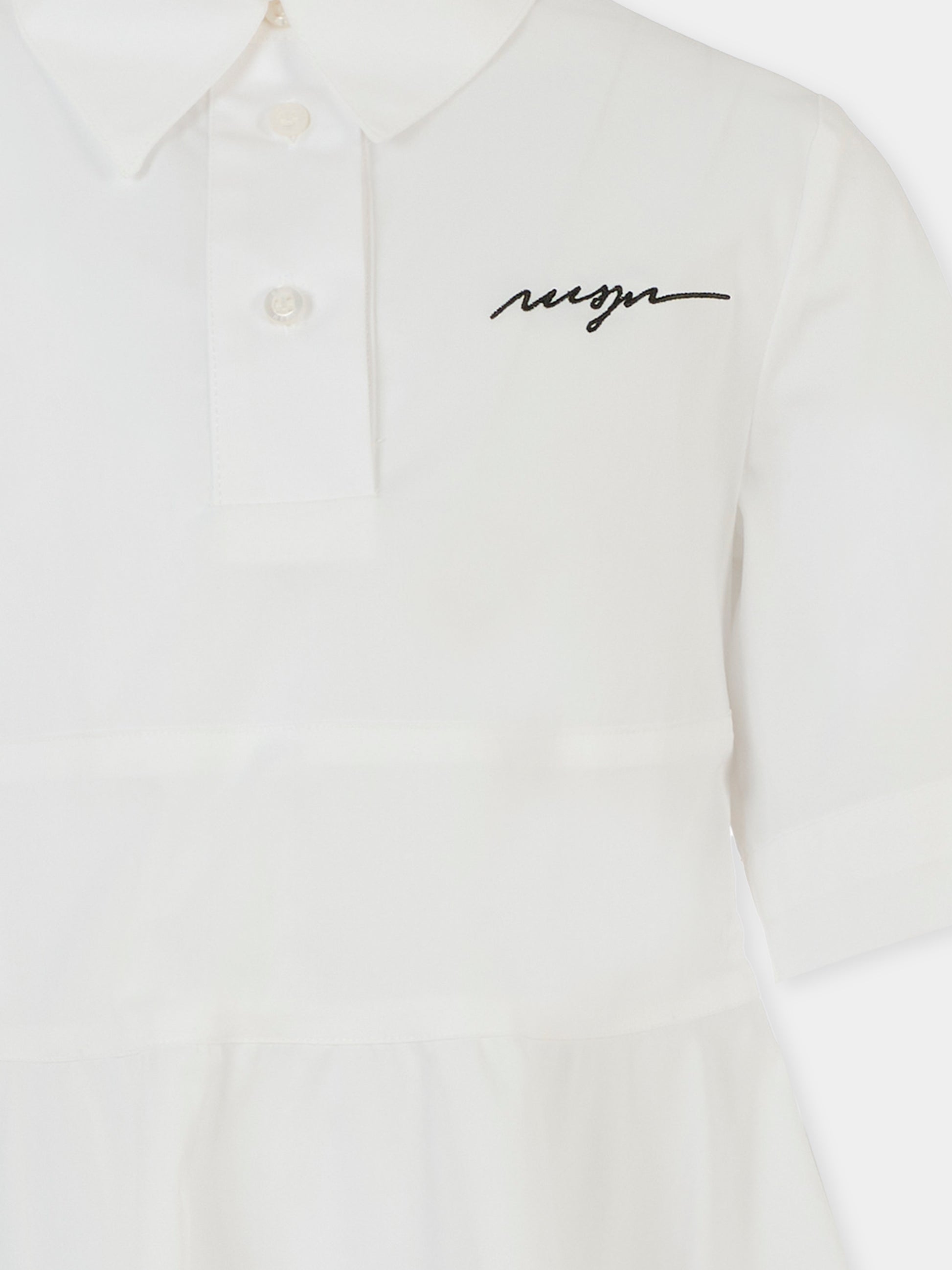 Vestito bianco per bambina con logo,Msgm Kids,S5MSJGDR271 001