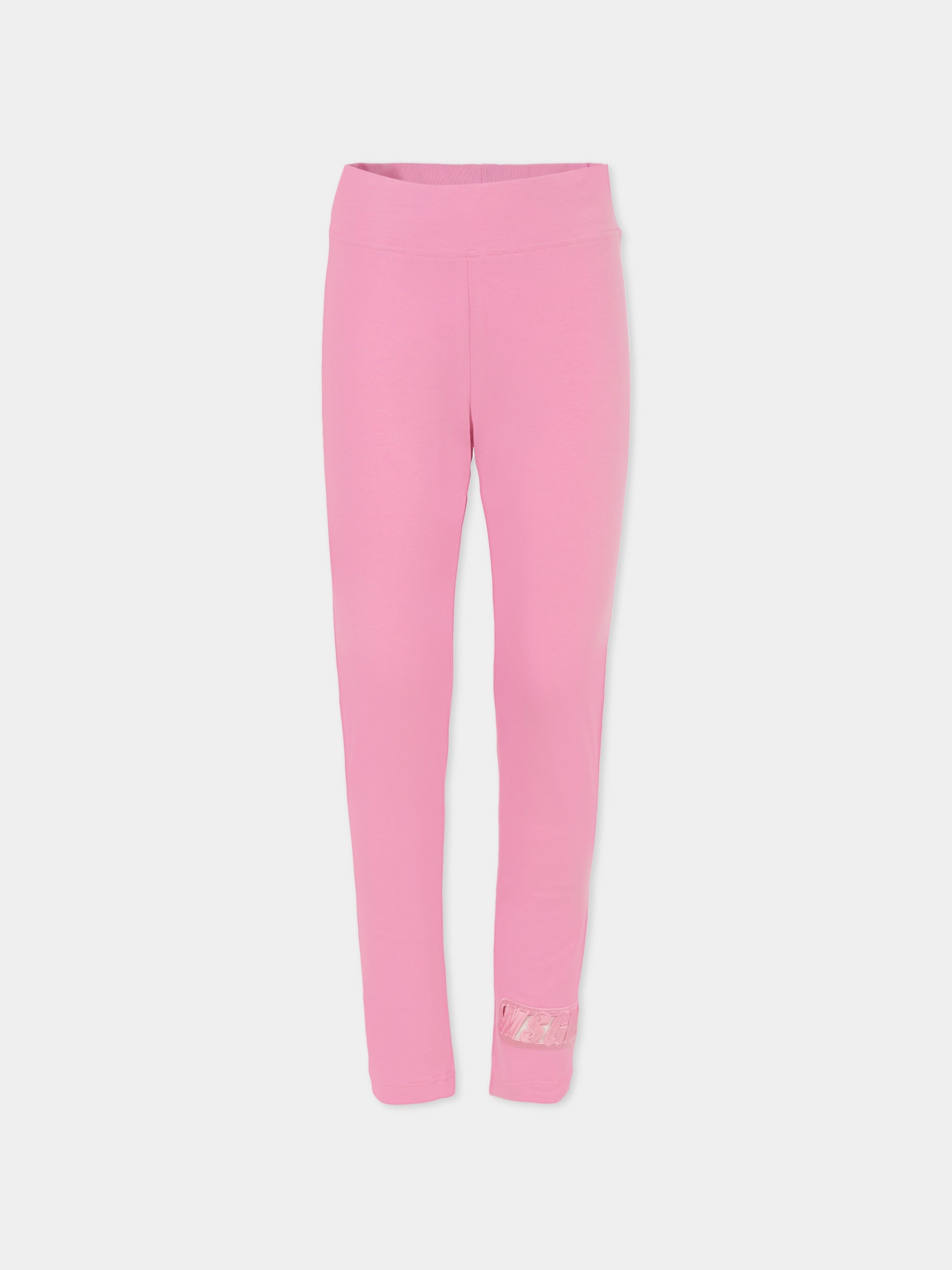 Leggings rosa per bambina con logo,Msgm Kids,S5MSJGLG079 MS003