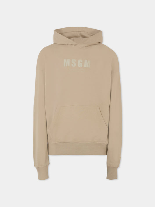 Felpa beige per bambini con logo,Msgm Kids,S5MSJUHS166 MS014