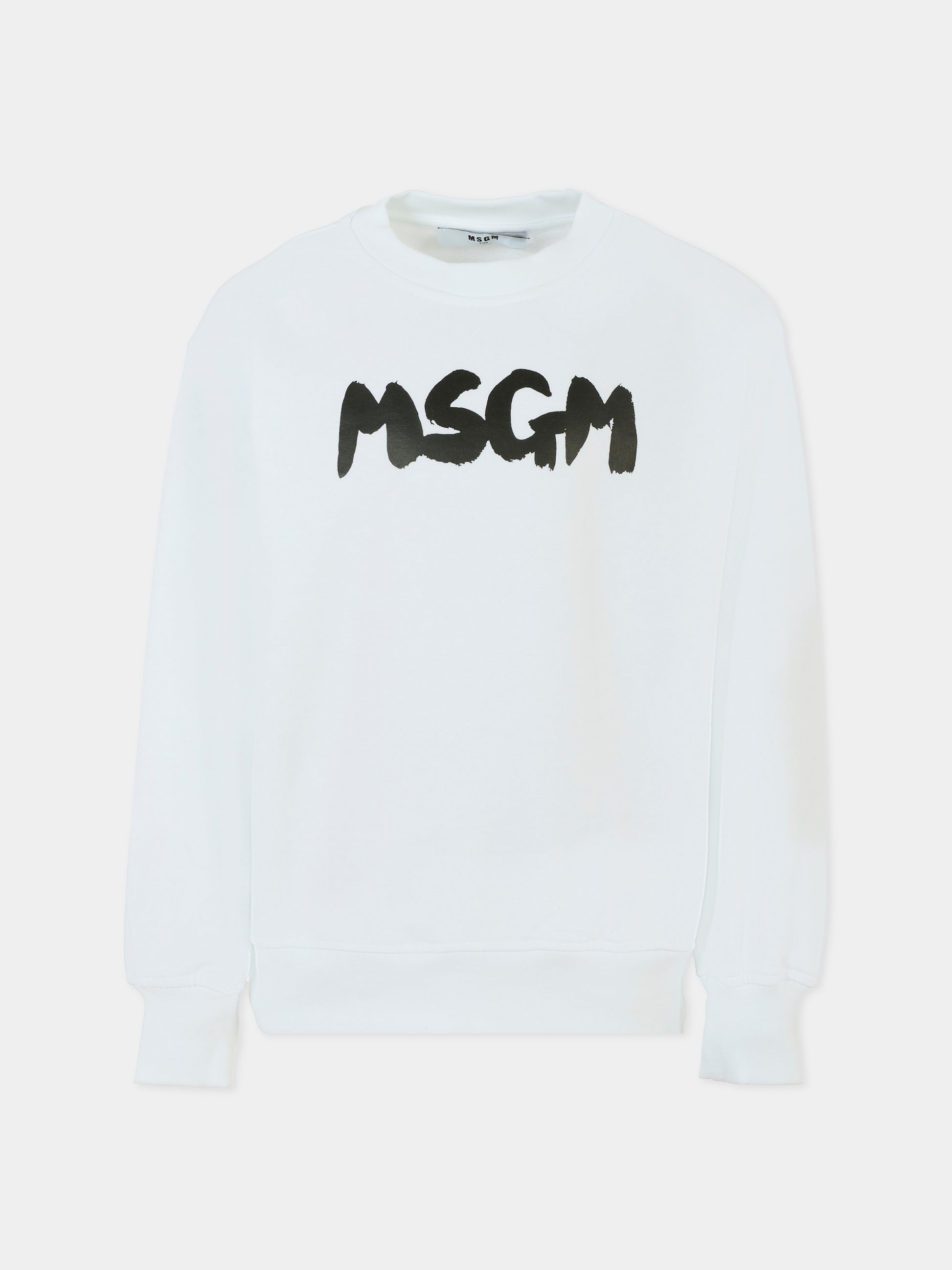 Felpa bianca per bambini con logo,Msgm Kids,S5MSJUSW053 001