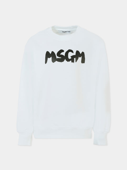 Felpa bianca per bambini con logo,Msgm Kids,S5MSJUSW053 001