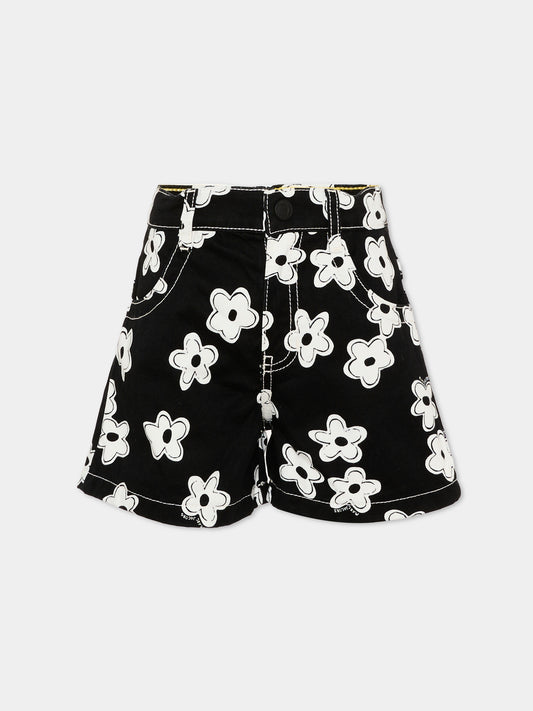 Shorts neri per bambina con fiori,Marc Jacobs,W60733 09B