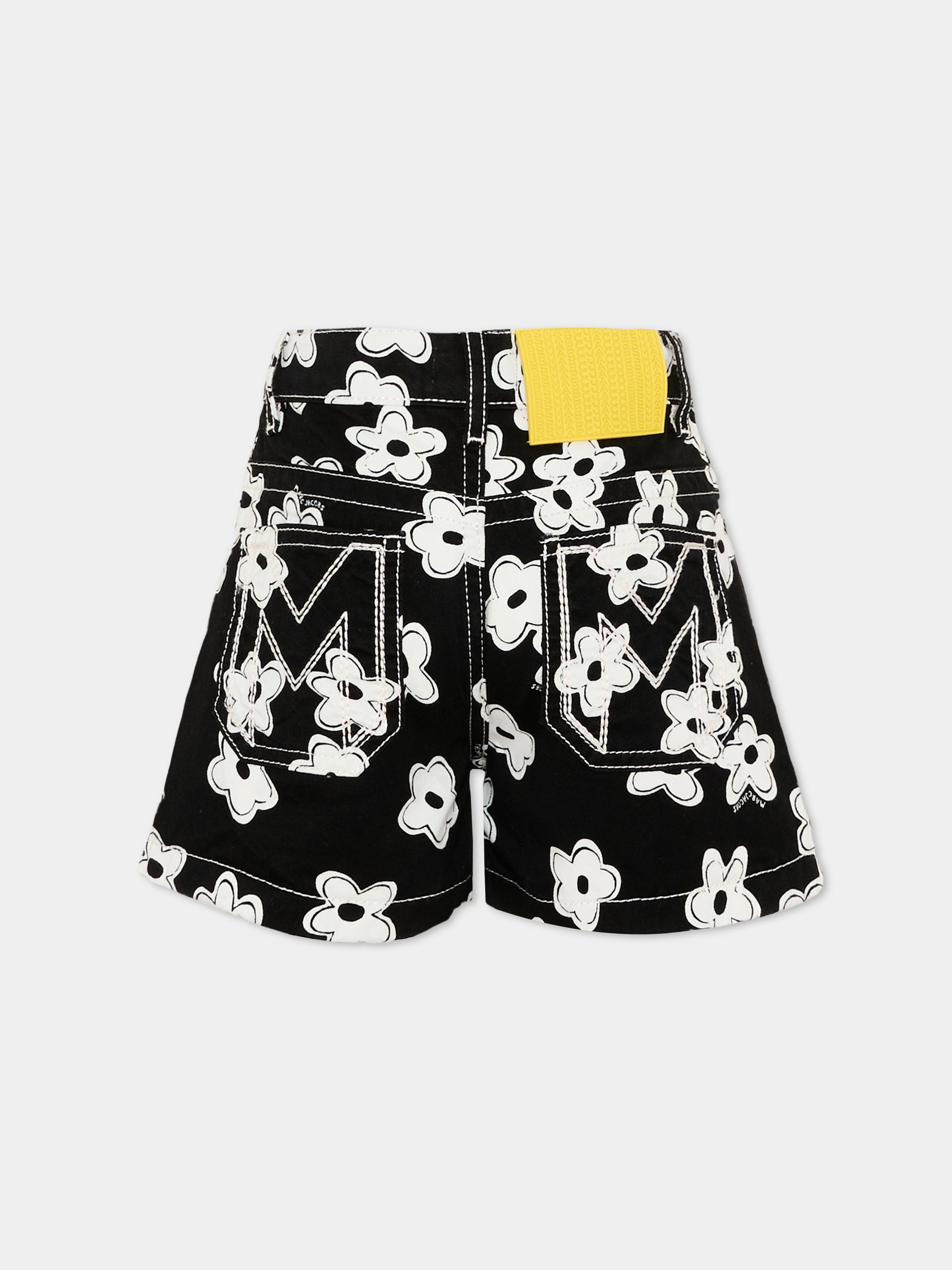 Shorts neri per bambina con fiori,Marc Jacobs,W60733 09B