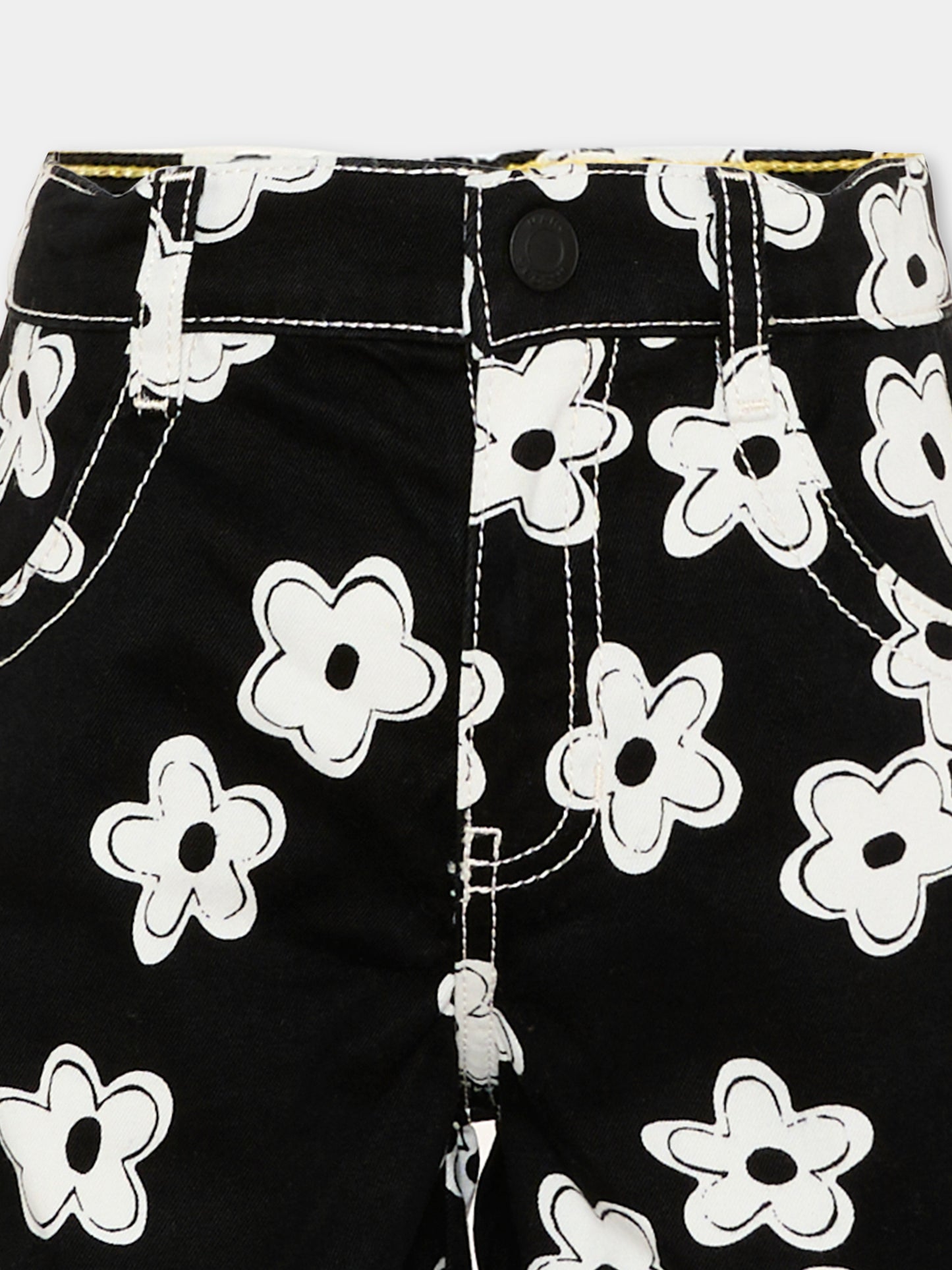 Shorts neri per bambina con fiori,Marc Jacobs,W60733 09B