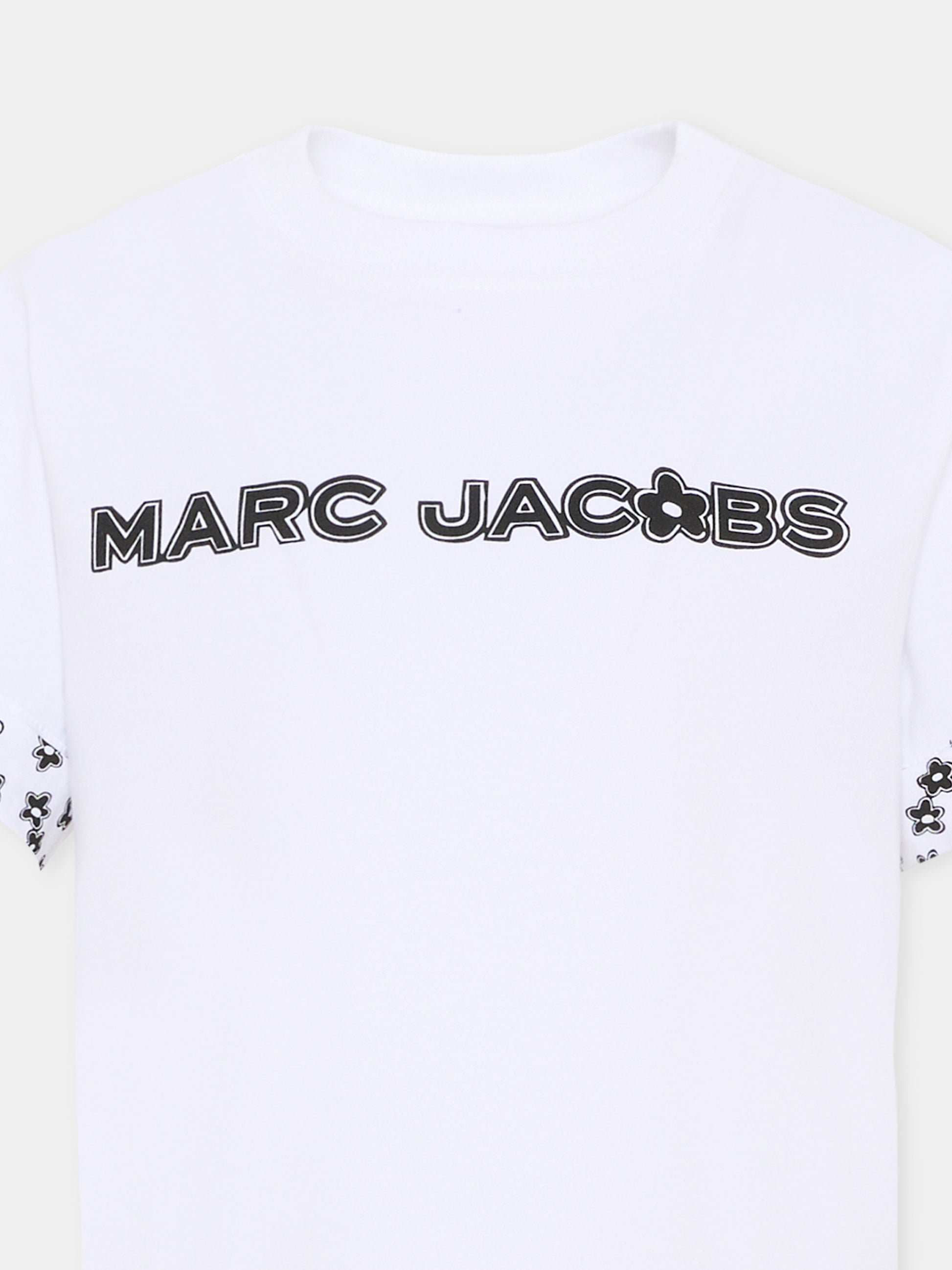 T-shirt bianca per bambina con logo e margherite,Marc Jacobs,W60741 10P
