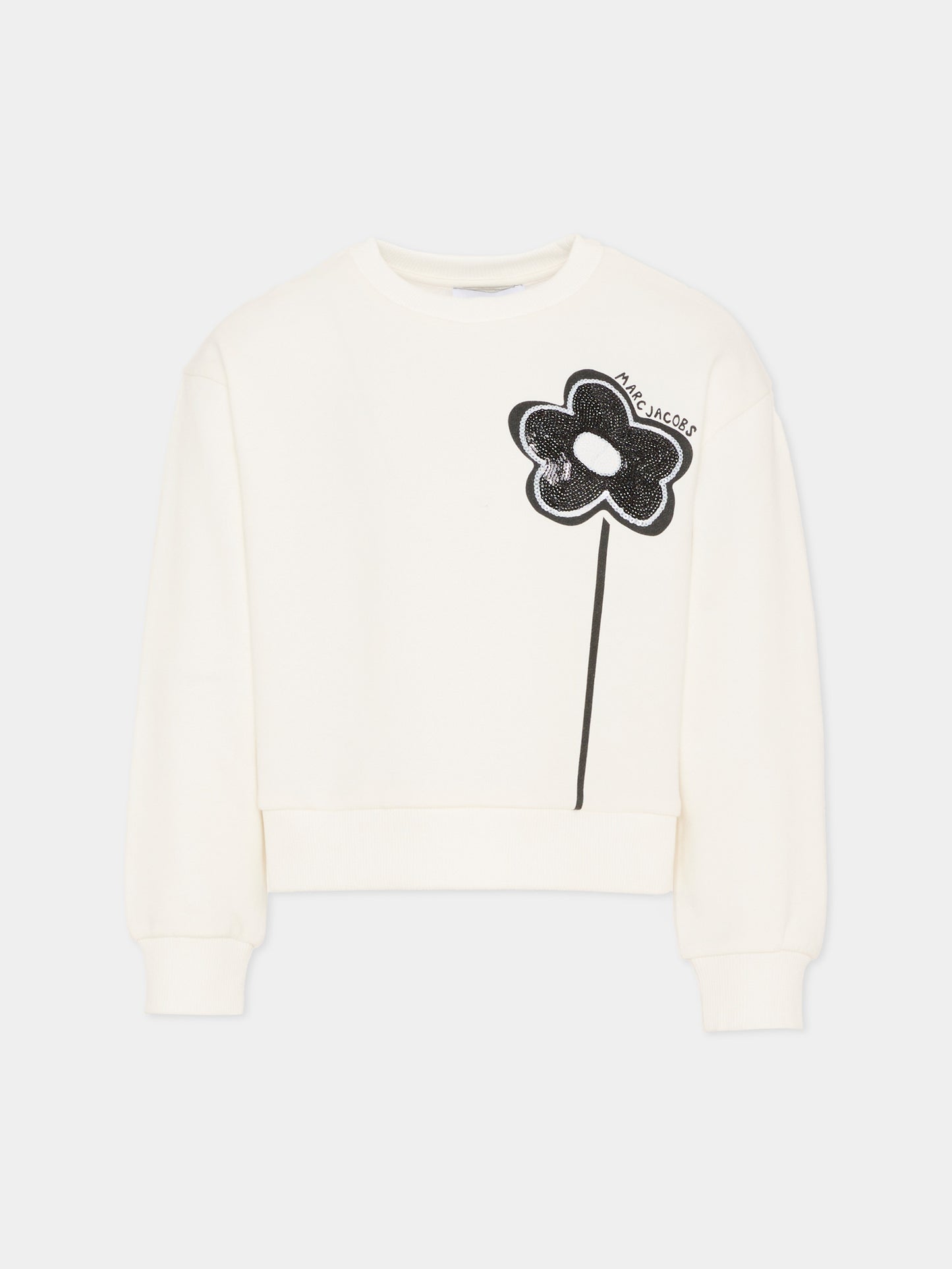 Felpa avorio per bambina con margherita,Marc Jacobs,W60749 126